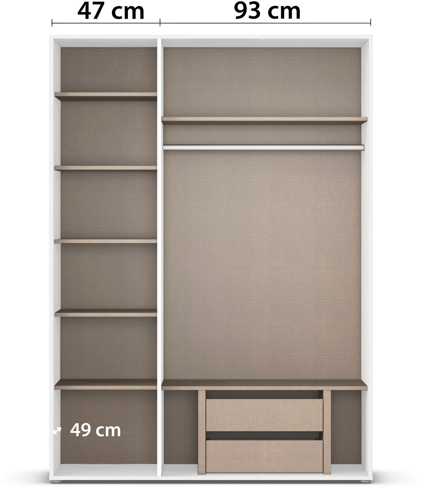 rauch Drehtürenschrank »Kleiderschrank Schrank Garderobe Wäscheschrank VOYAGER«, (in 3 verschiedenen Ausstattungen BASIC/CLASSIC/PREMIUM), mit modernen Griffen in Graumetallic und Spiegel