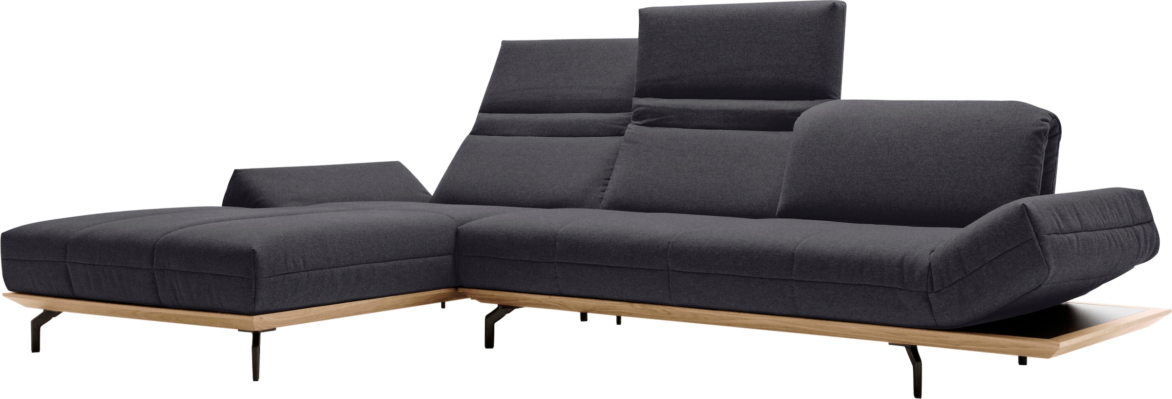 Creation BY ROLF BENZ Ecksofa »CR.420, Designecksofa, L-Form«, in 2 Qualitäten, Holzrahmen in Eiche Natur oder Nußbaum, Breite 293 cm