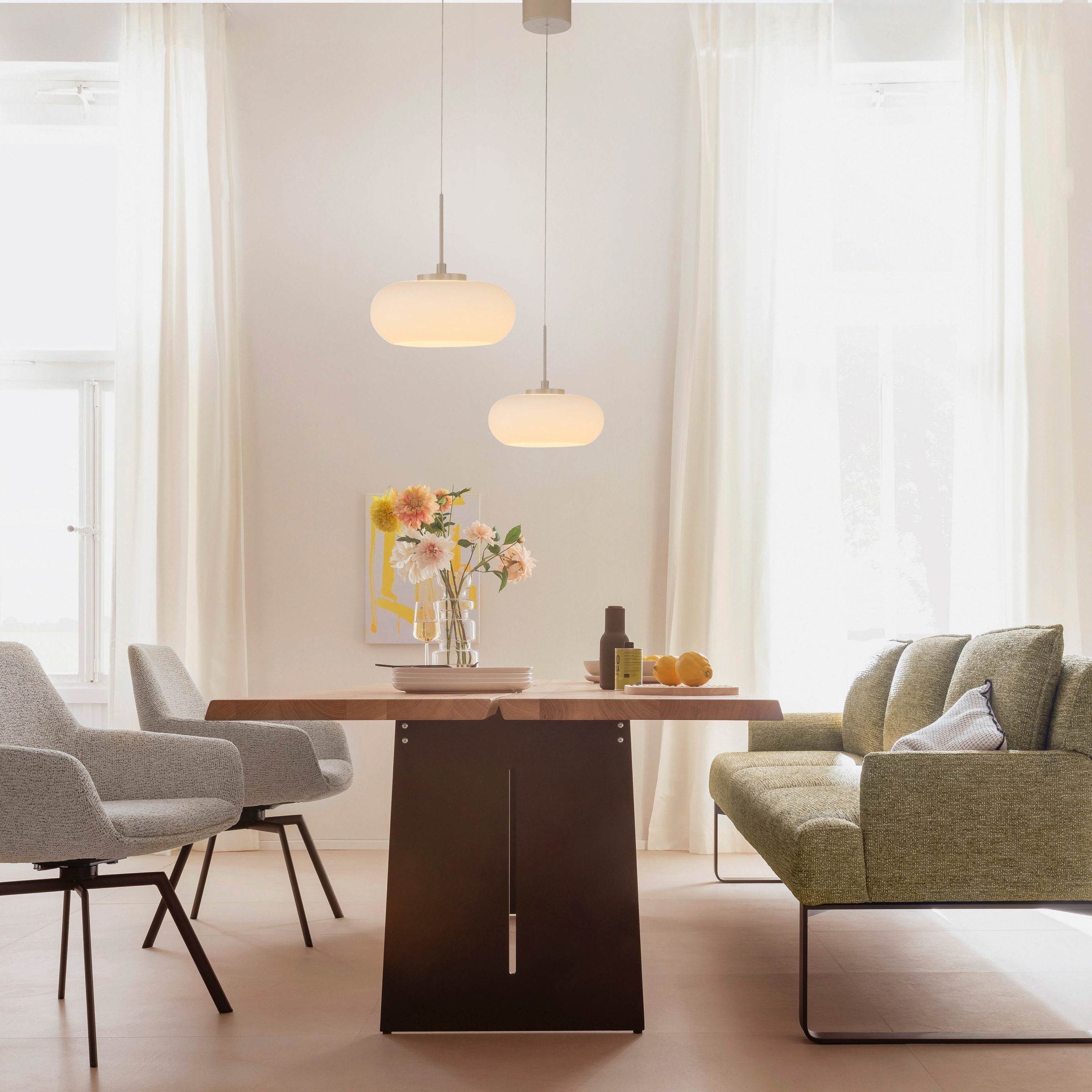 SCHÖNER WOHNEN-Kollektion LED Pendelleuchte »RIVERA« LED-Board 1 Stk. Warmweiß Modernes Design, warmweiß, dimmbar & höhenverstellbar in Sandbrise