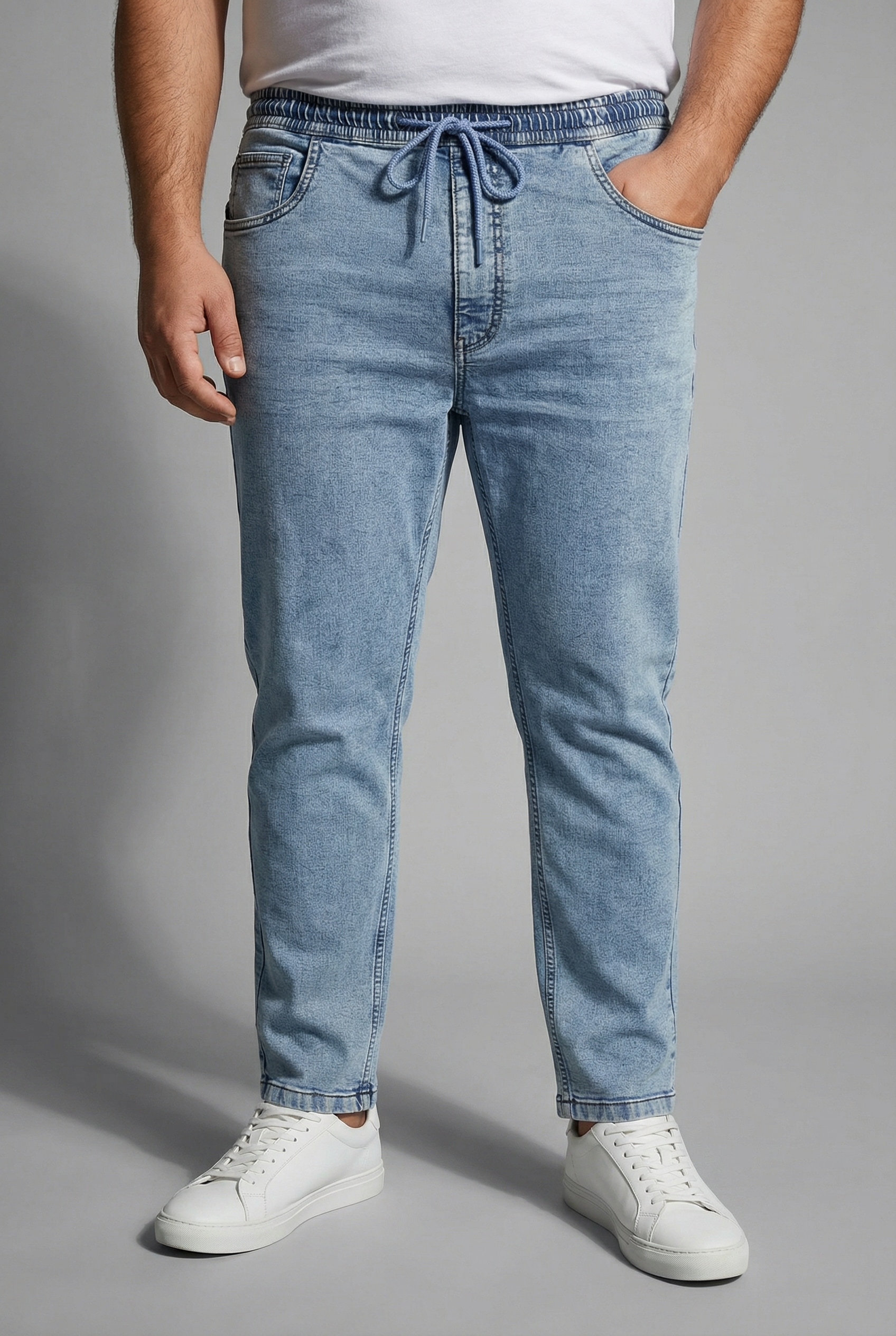 Mans World Plus Schlupfjeans "Große Größen" gerade geschnittenes Bein, Regular-Fit, mit Kordelzug