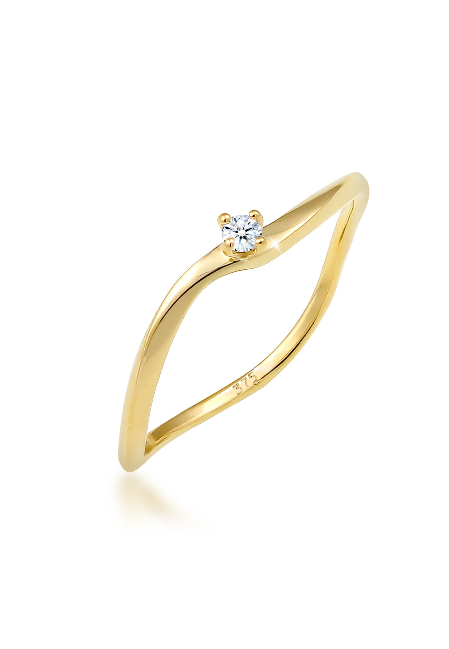 Elli DIAMONDS Verlobungsring »Verlobung Welle Diamant (0.03 ct.) 375 Gelbgold«