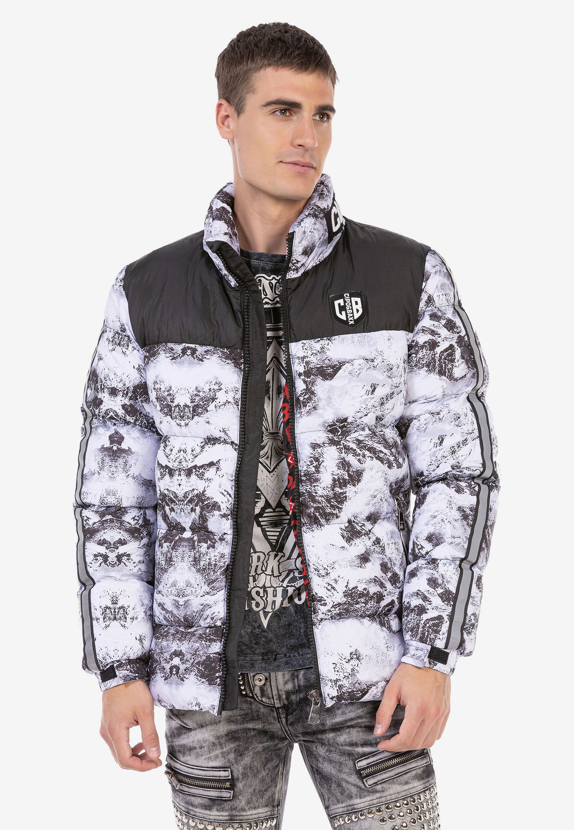 Cipo & Baxx Winterjacke »Winterjacke«, ohne Kapuze, mit Allover-Muster