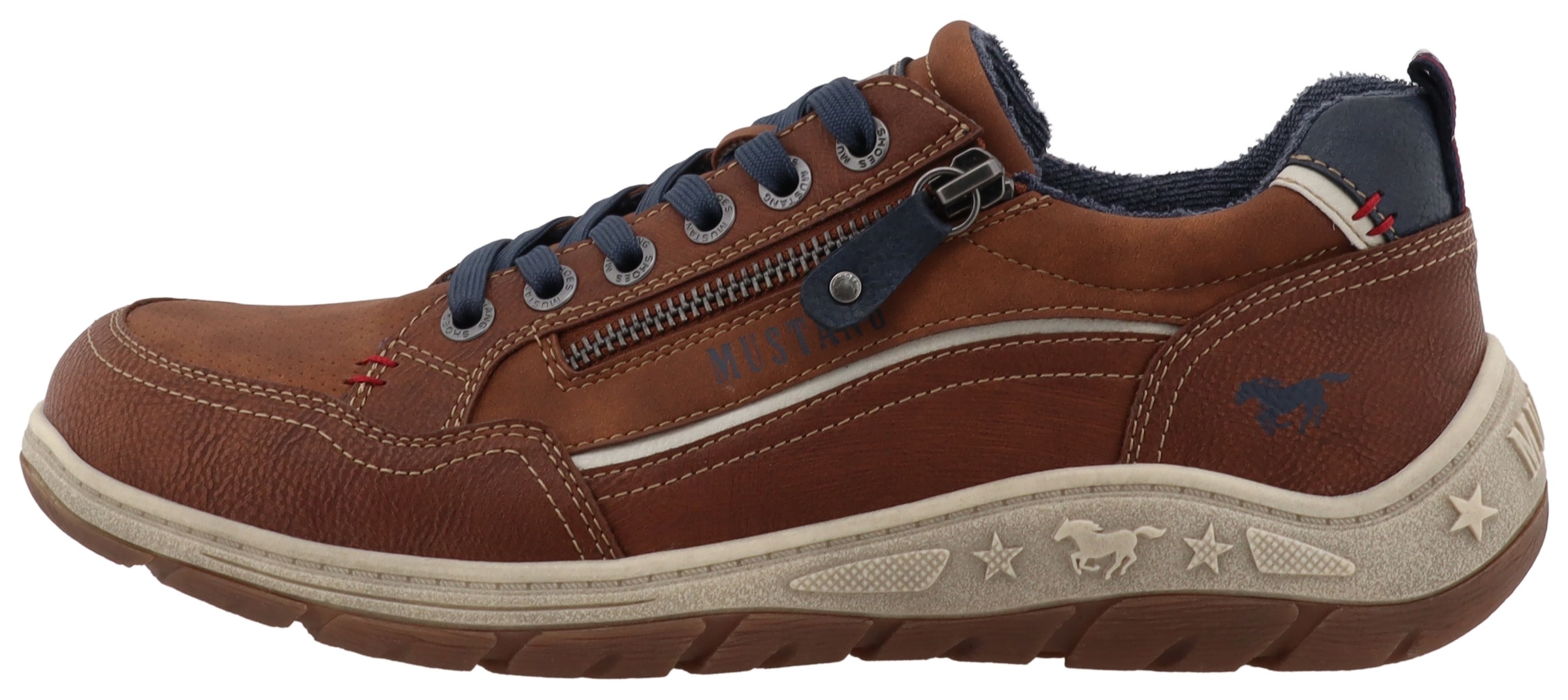 Mustang Shoes Sneaker »Benedetto«  Freizeitschuh, Halbschuh, Schnürschuh mit seitlichem Reißverschluss