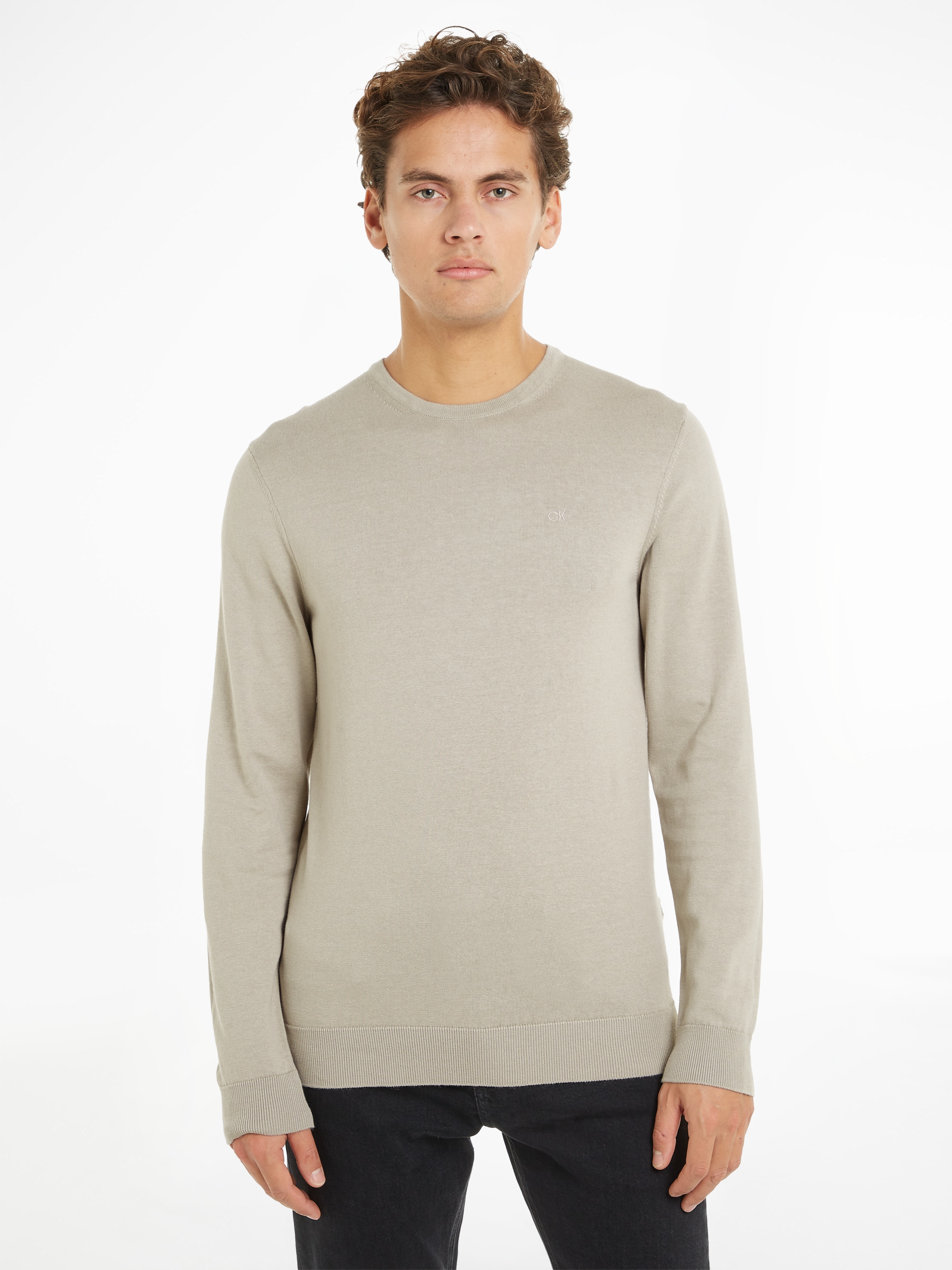 Calvin Klein Rundhalspullover "COTTON SILK BLEND CN SWEATER", mit Logoprägu günstig online kaufen