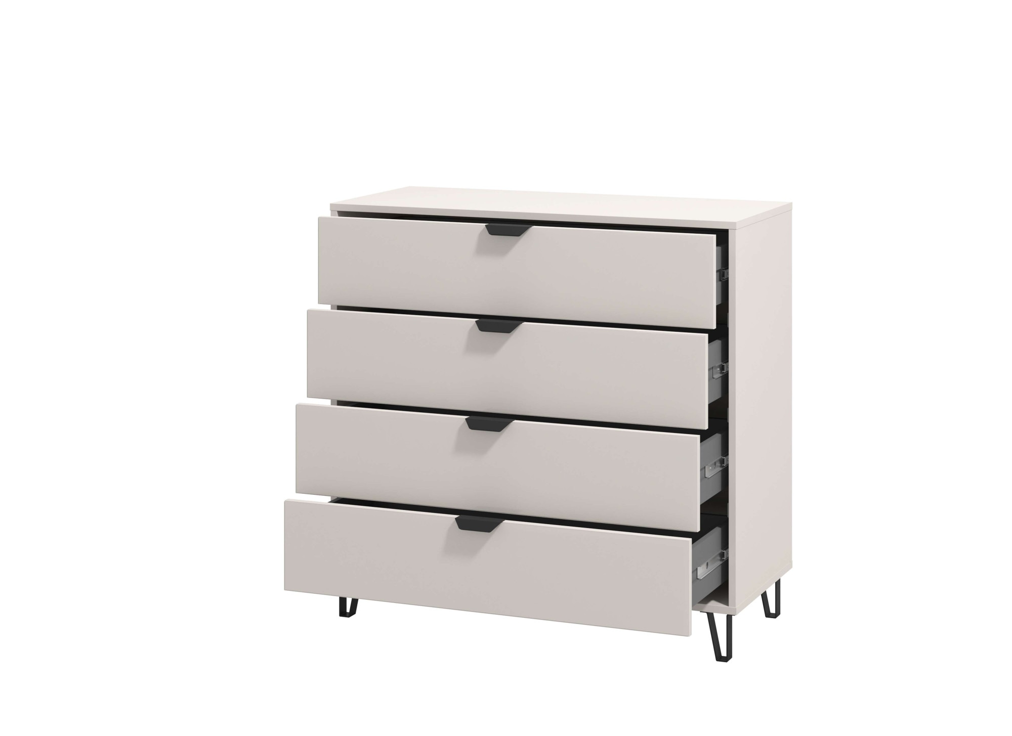 INOSIGN Kommode »Lucca Anrichte, Trendfarbe cashmere, 93x40x90,5cm«, 4 Schubladen mit Glasfront, FSC®-zertifizierter Holzwerkstoff