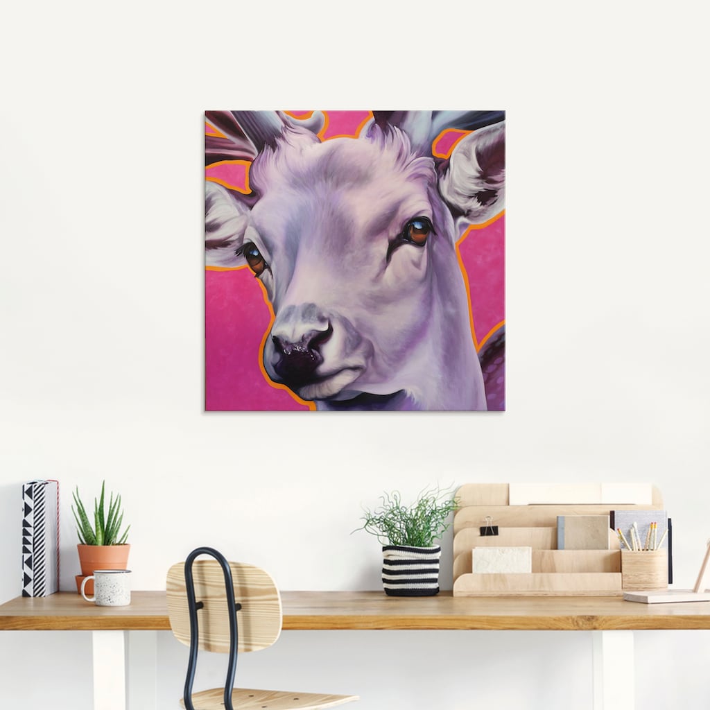 Artland Glasbild »Hirsch pink«, Wildtiere, (1 St.)