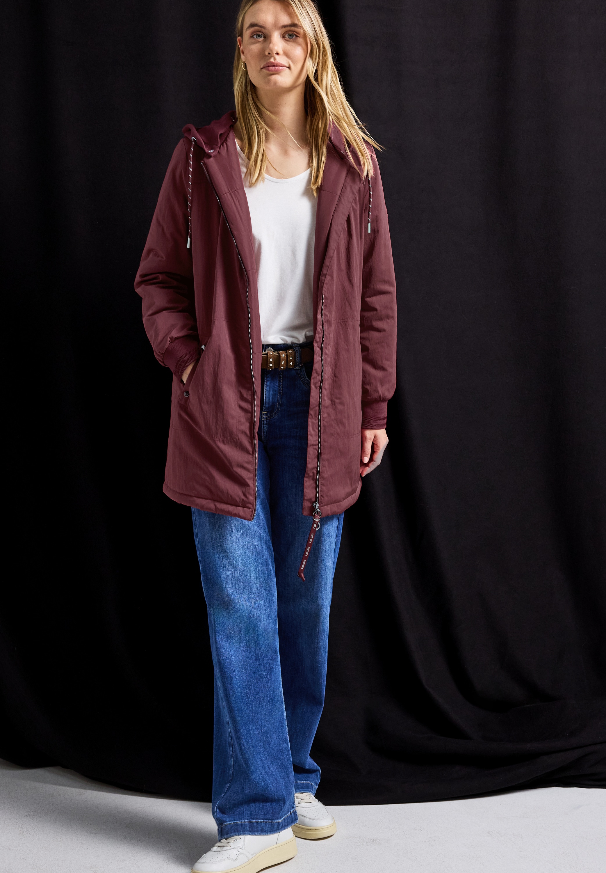 STREET ONE Blouson, mit Kapuze, lang, mit abnehmbarer Kapuze mit Tunnelzug