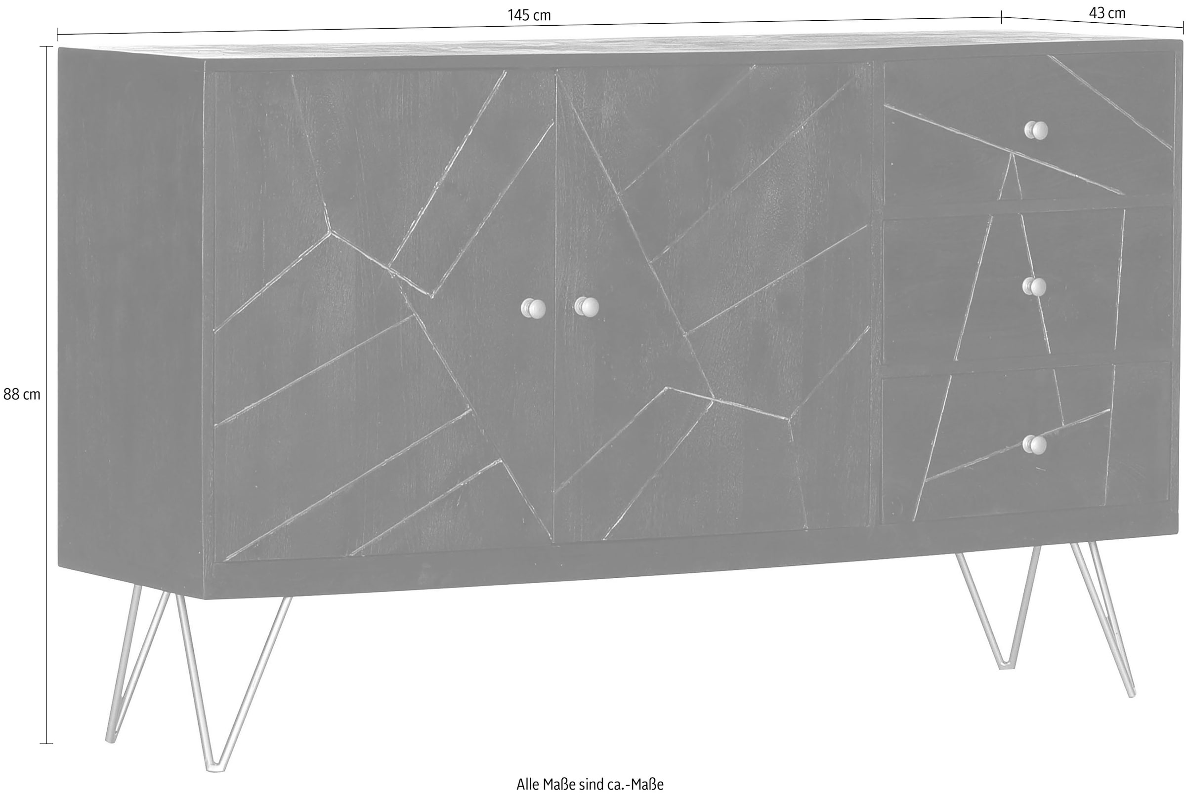 Gutmann Factory Sideboard, mit modernen Haarnadel Beinen