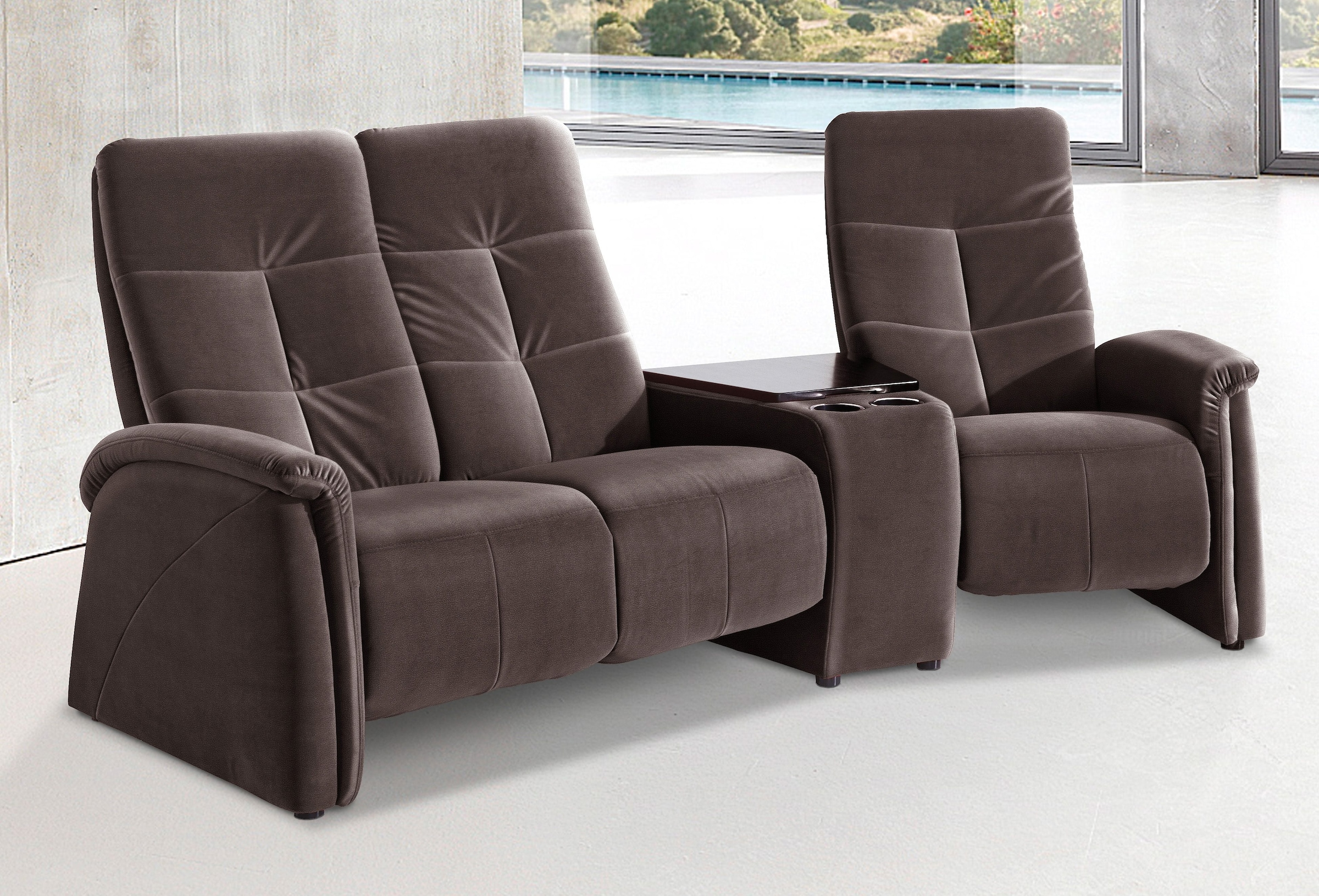 exxpo - sofa fashion 3-Sitzer "Tivoli, Kinosofa mit Tischablage und Stauraumfach, bequem", mit Relaxfunktion