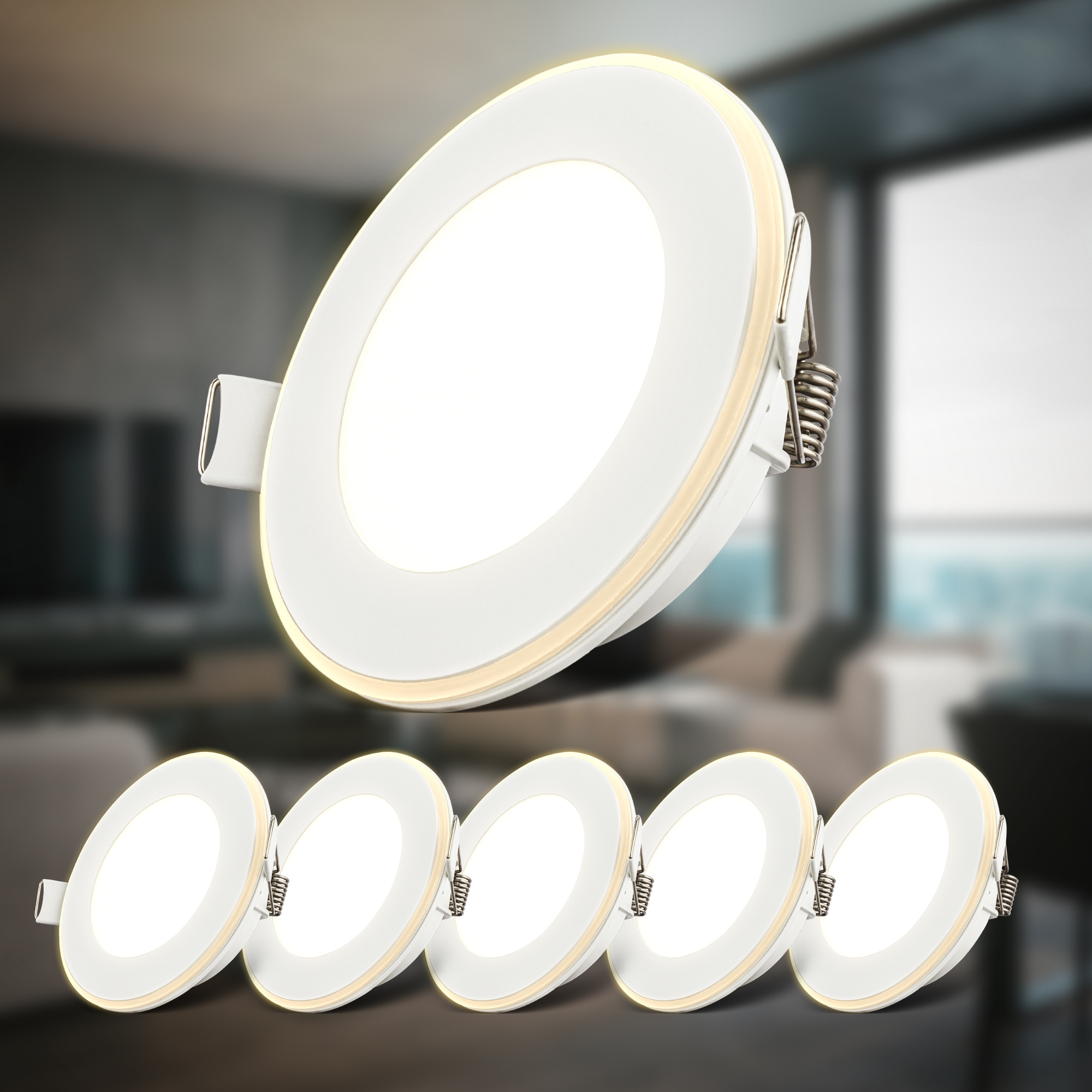 B.K.Licht LED Einbaustrahler »LED Einbauleuchten«, 6 flammig, 6er Set, 93x30 mm, Weiß, je 4,9W, Decke, Wohnzimmer, Flur