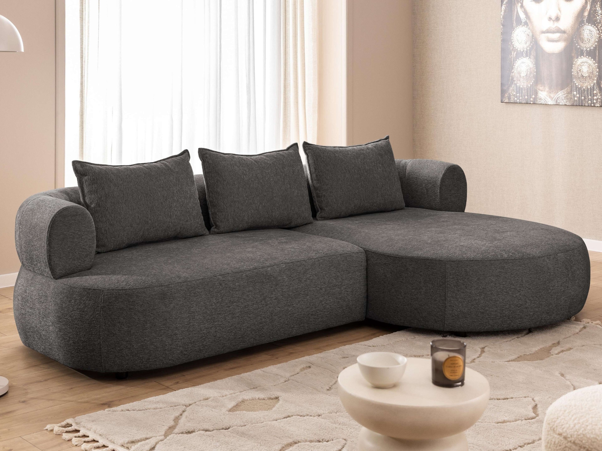 Home affaire Ecksofa "LUSSAC L-Form Design-Sofa mit Zierkissen, Maße B/T/H: günstig online kaufen