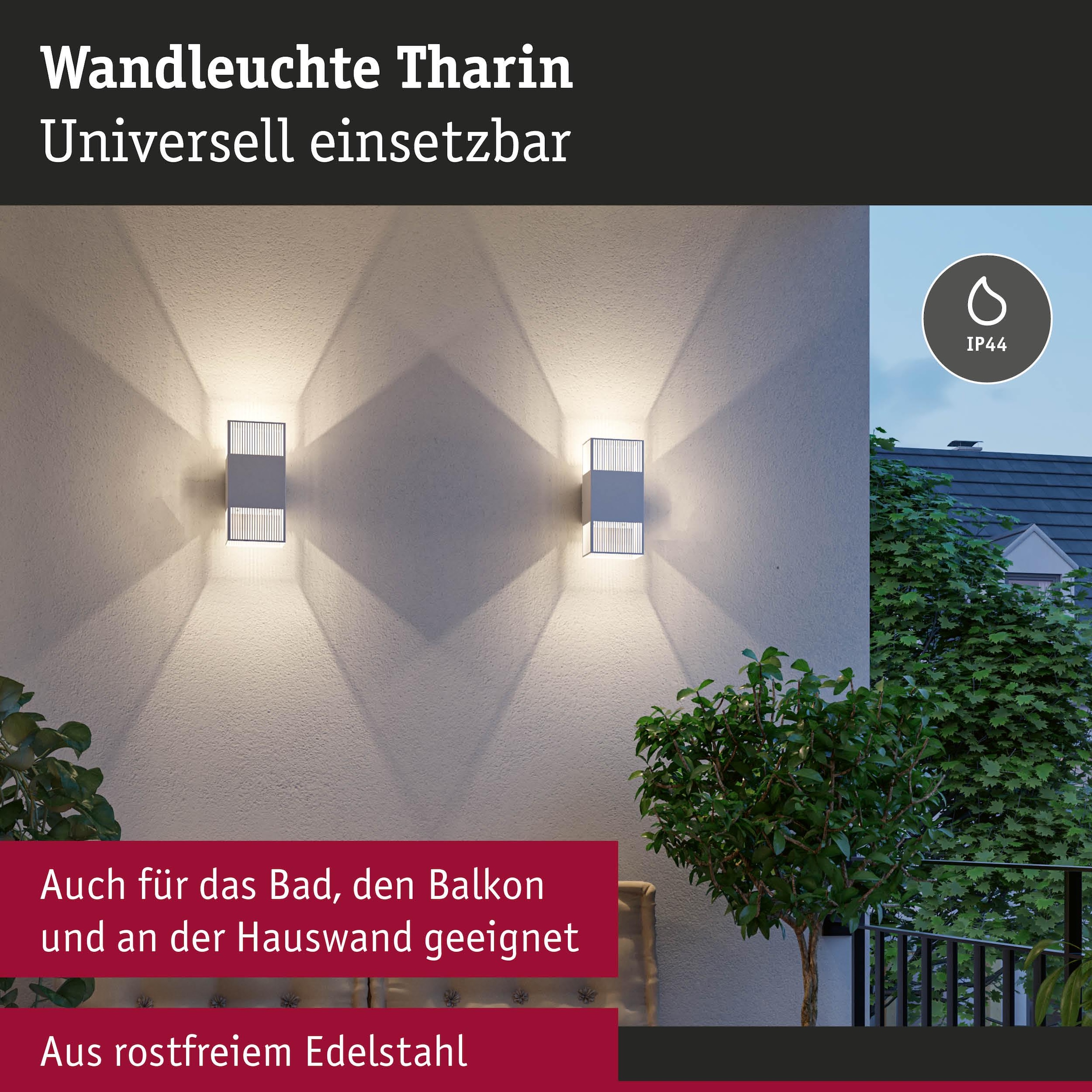 Paulmann LED Wandleuchte »Tharin« LED-Modul 1 Stk. Warmweiß spritzwassergeschützt