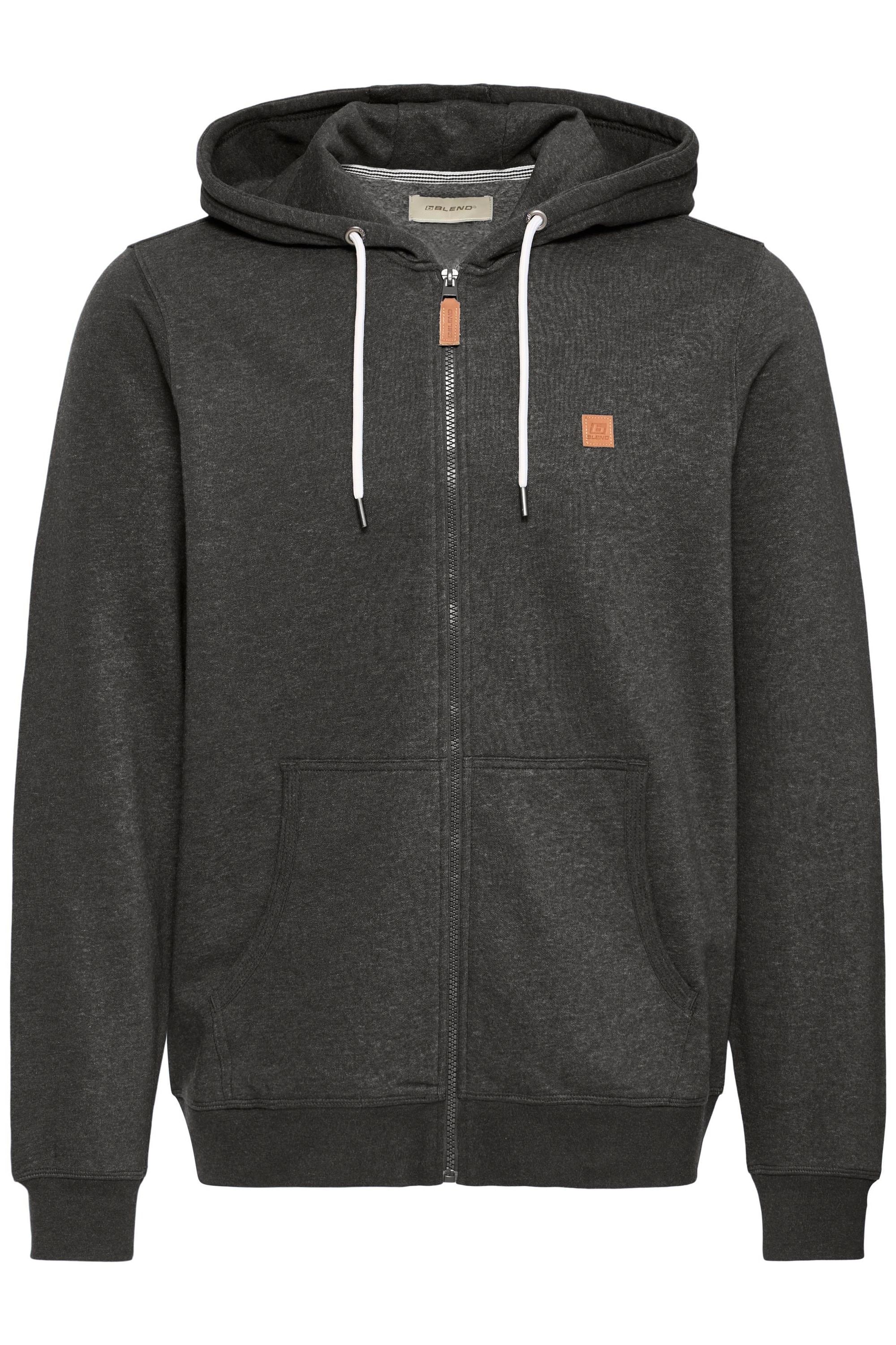 Kapuzensweatjacke BLEND "BHPoelle", Herren, Gr. 3XL, charcoal mix, Sweatware, 60% Baumwolle, 40% Polyester, unifarben, normal normal, ohne Ausschnitt, Rippbündchen, Sweatjacken, Gemütliche Sweatjacke mit Kapuze