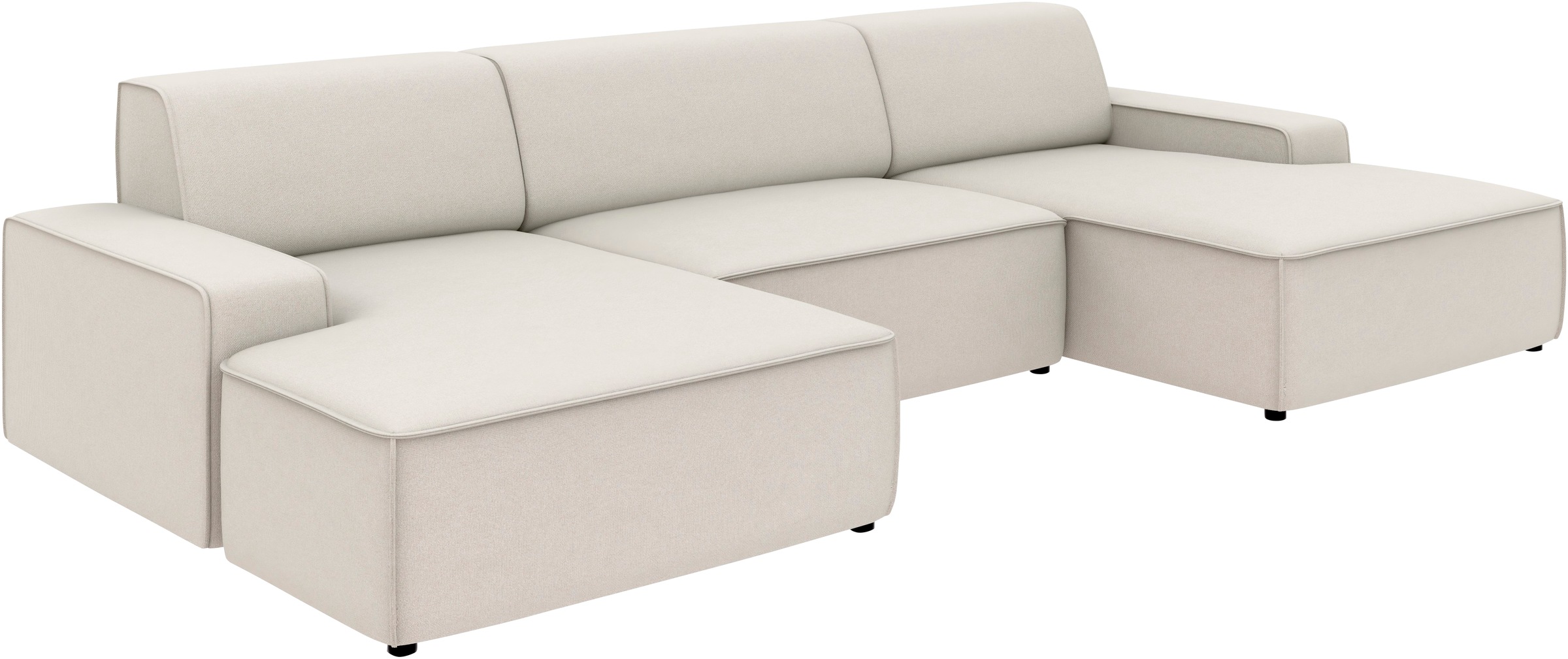 TRENDMANUFAKTUR Wohnlandschaft »Graz, wahlweise mit Sitzvorschub und Bettkasten, U-Form, Breite 329 cm«, in Cord-, haustierfreundlichem LEO Struktur- oder LUMOS-3D-Bezug