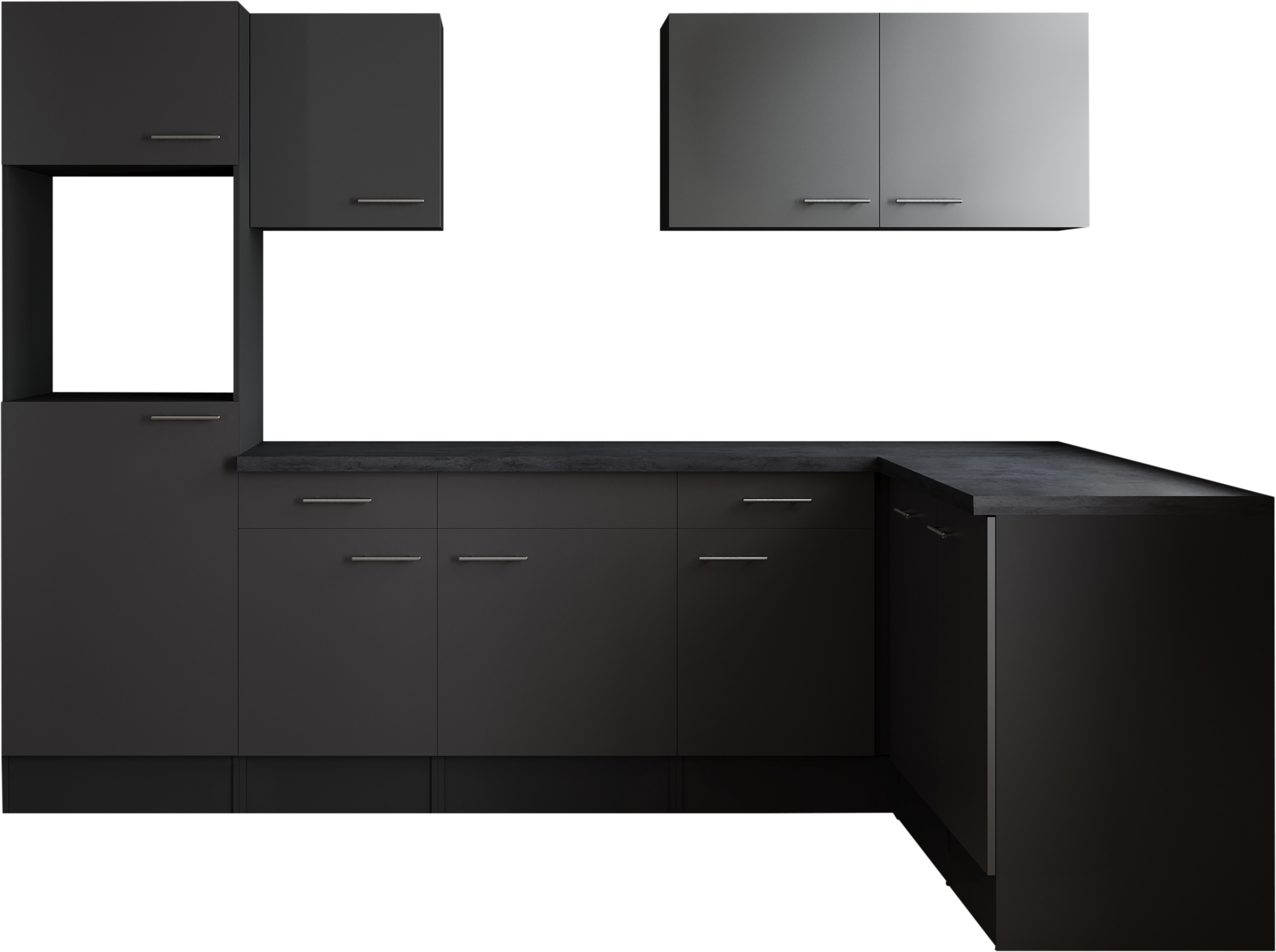 Winkelküche RESPEKTA, B:280cm H:205cm T:172cmküche: grau, front: grau, korpus: grau matt, arbeitsplatte: granit optik, Komplettküchen-Sets, "Oliver",