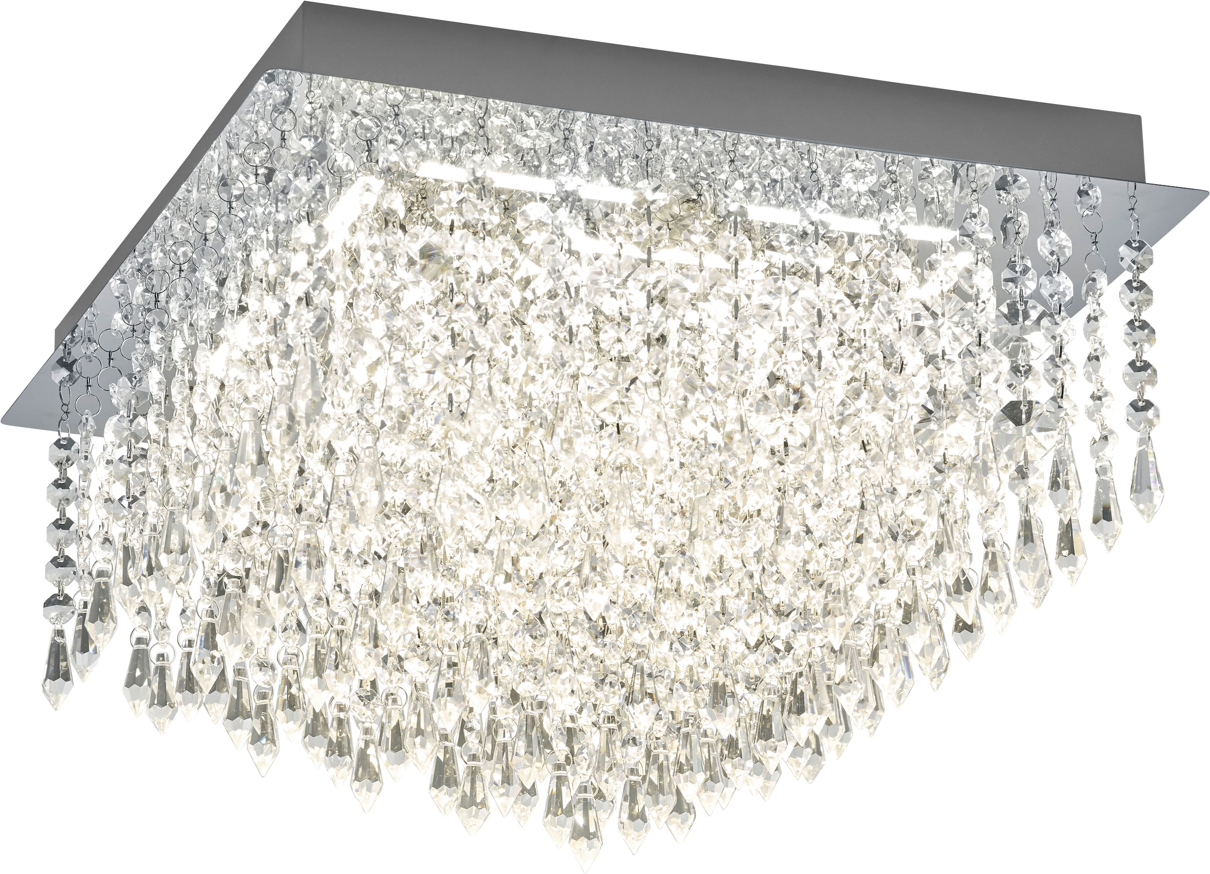 "LED Deckenleuchte ""PALACE"", silber (chromfarben), 1, H: 30cm, 1 Stk., quadratisch, HELL HÖLLISCH GUTES LICHT, Leuchten, B-Link Fernbedienung, LED