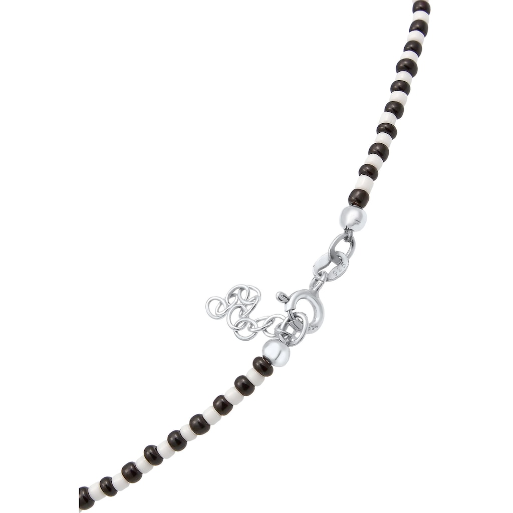 Elli Perlenkette »Barock Perle Glass Beads Schwarz Weiß 925 Silber«