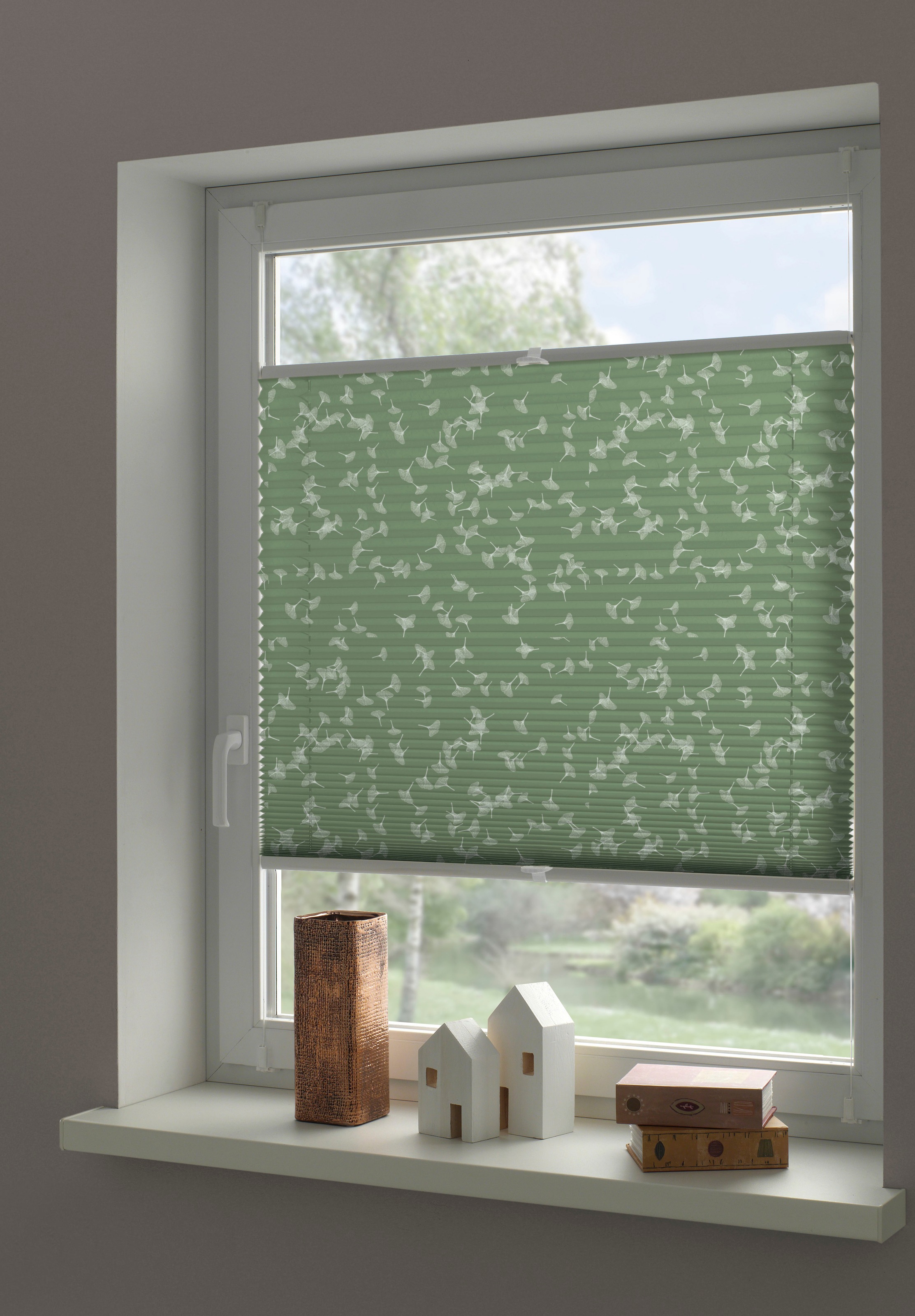 GARDINIA Plissee "Dekor Ginkgo Oesyter Mushroom" blickdicht ohne Bohren ver günstig online kaufen