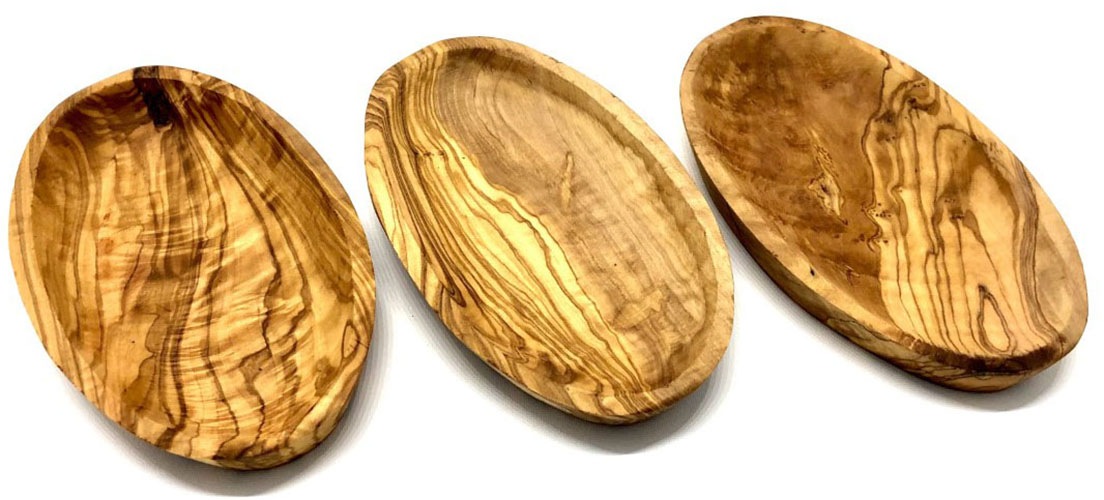 Olivenholz-erleben Dipschale »oval aus edlem naturbelassenem Olivenholz«, 3 tlg., aus Massivholz, Einzigartige Maserung, jede Schale ein Unikat, leichte Reinigung