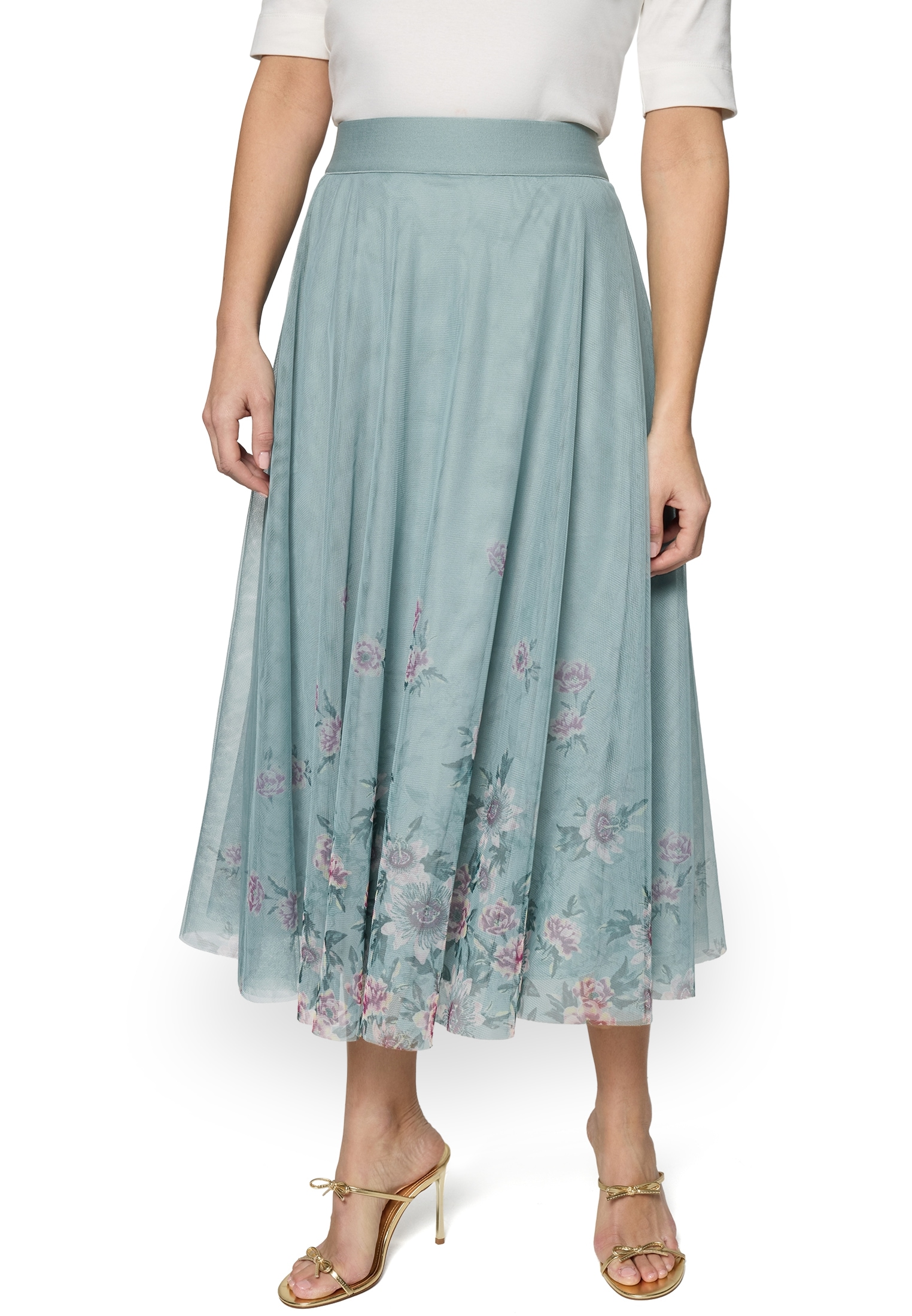 Zero Midirock "Damen mit Blumen" Falten günstig online kaufen