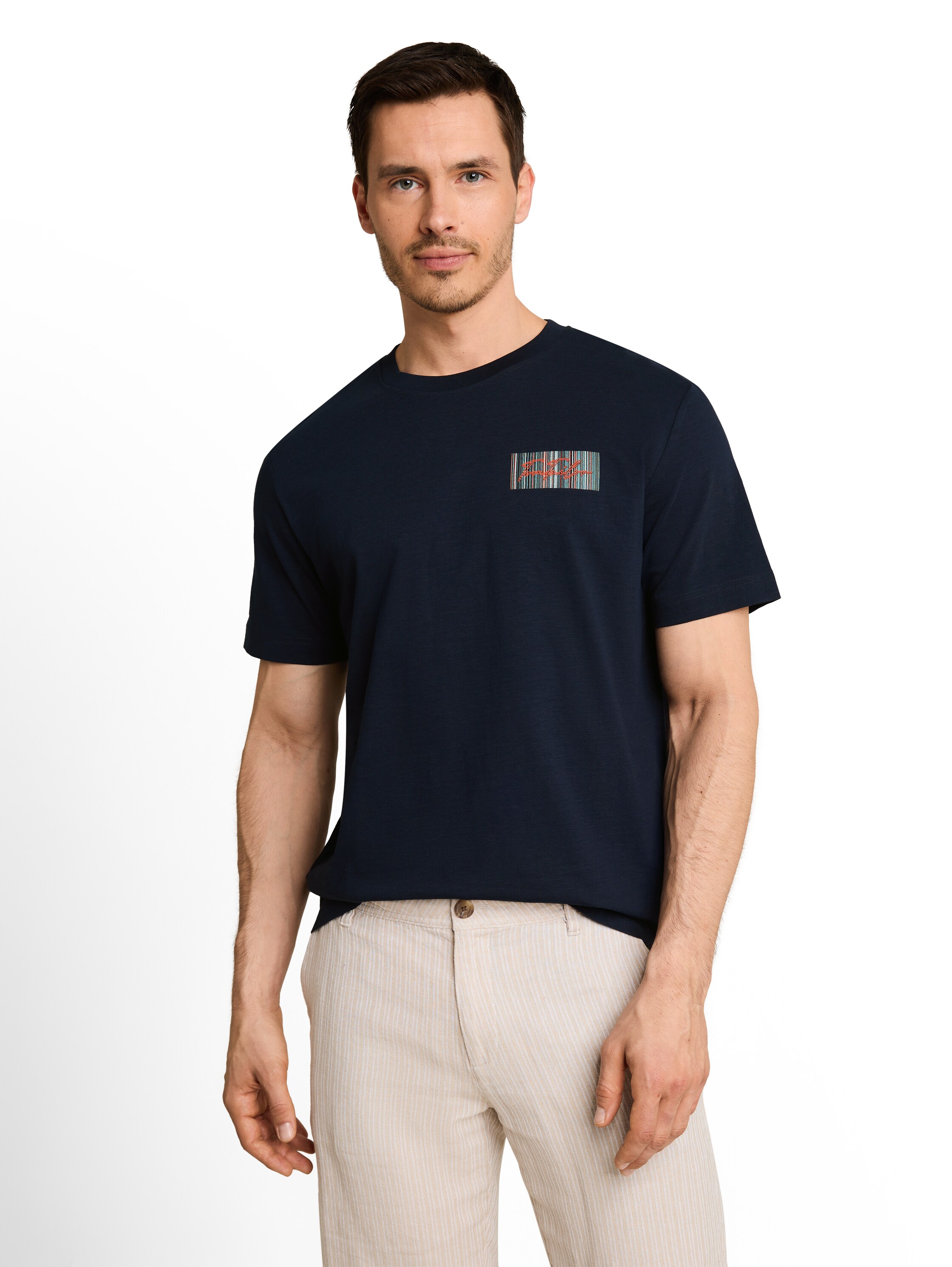 TOM TAILOR Kurzarmshirt Sommershirt mit Print und Stickerei