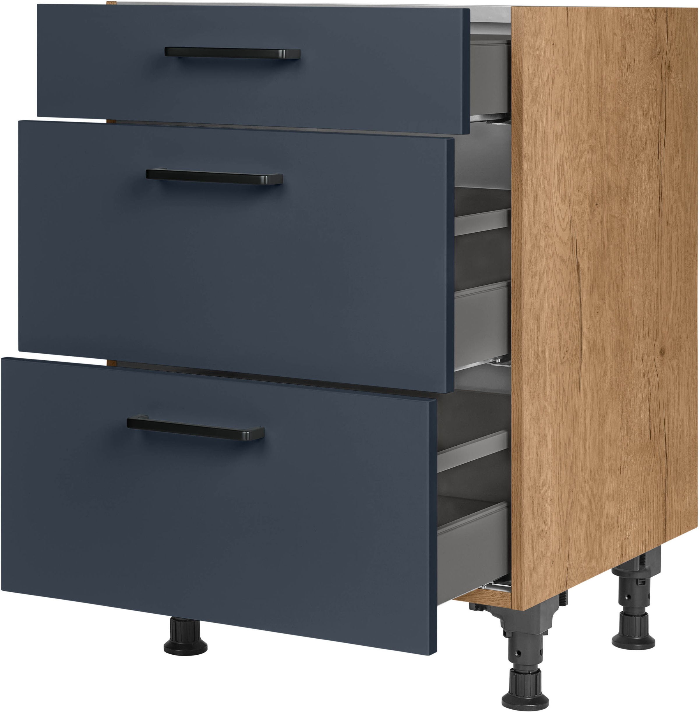 nobilia® Unterschrank »"Easytouch", vormontiert, mit höhenverstellbaren Sockelfüßen, in den«, Breiten 30, 45, 60 und 90 cm, mit Schubkasten und Auszügen