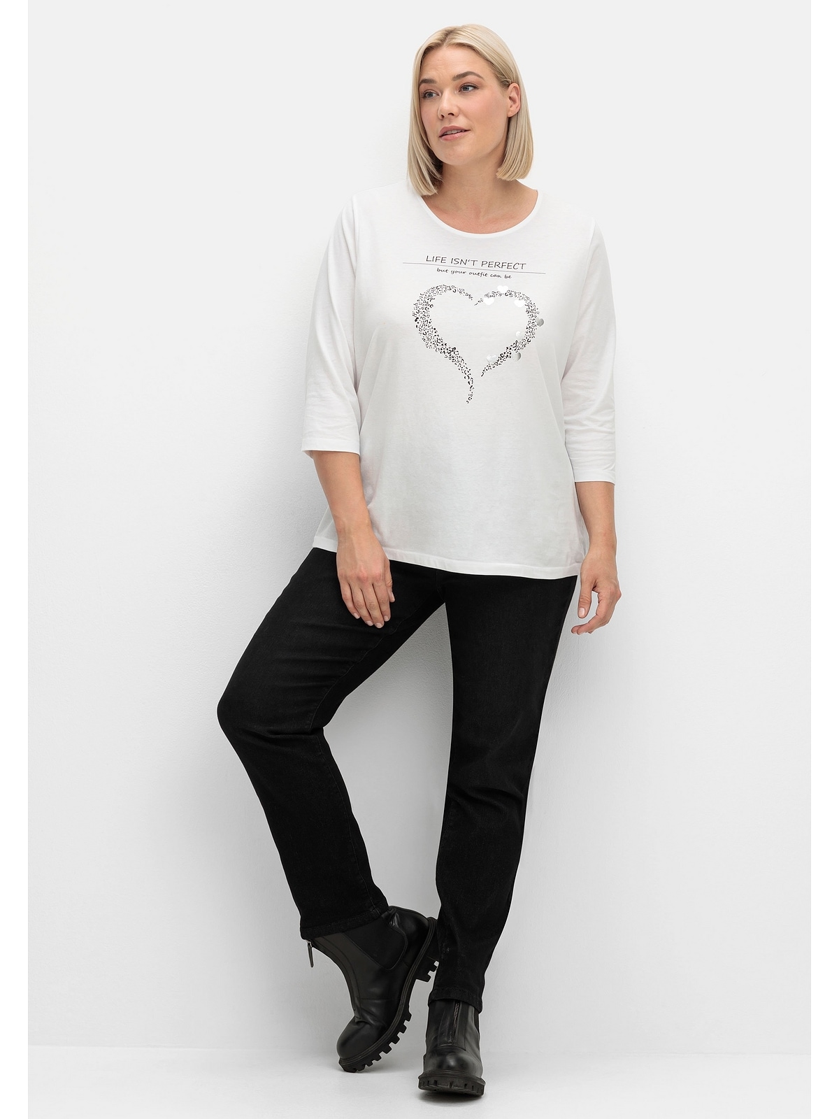 Sheego Stretch-Jeans »Große Größen«, mit Glitzer-Zierband am Bund