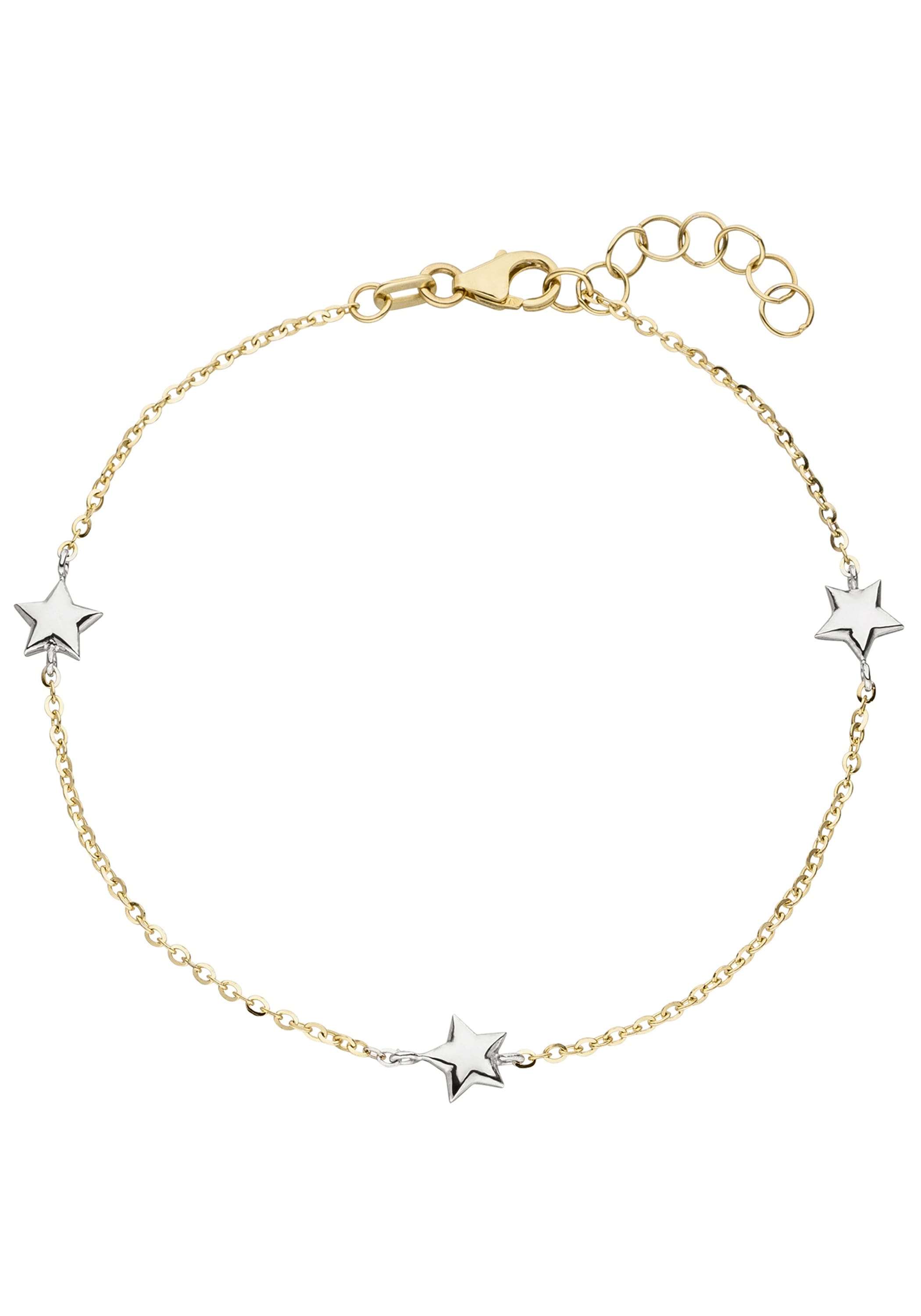 Armband »Sterne«, 375 Gold bicolor 18 cm