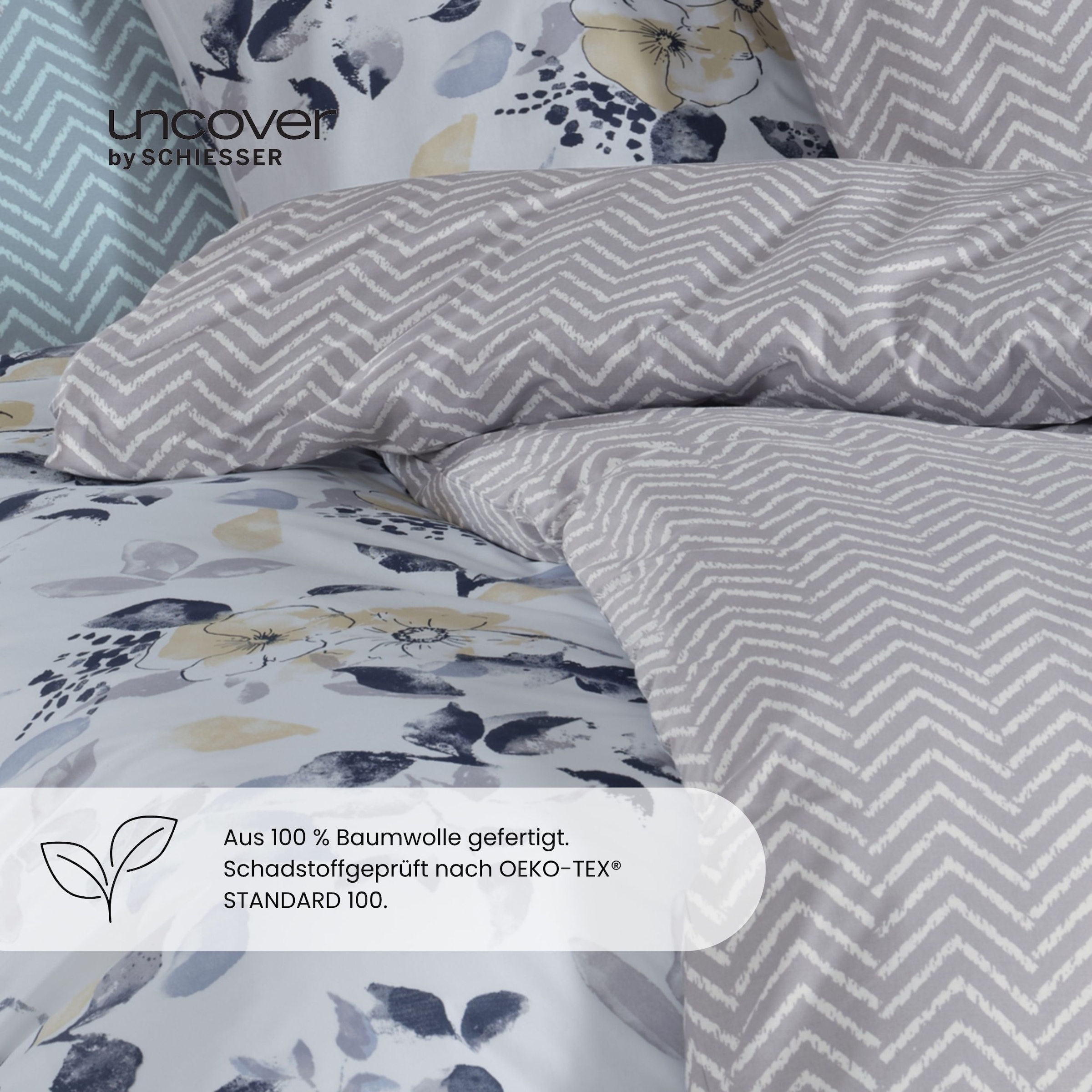 uncover by SCHIESSER Bettwäsche »Grebur aus weicher Baumwolle mit einem dezenten Zickzackmuster« 2 Stk. OEKO-TEX® MADE IN GREEN
