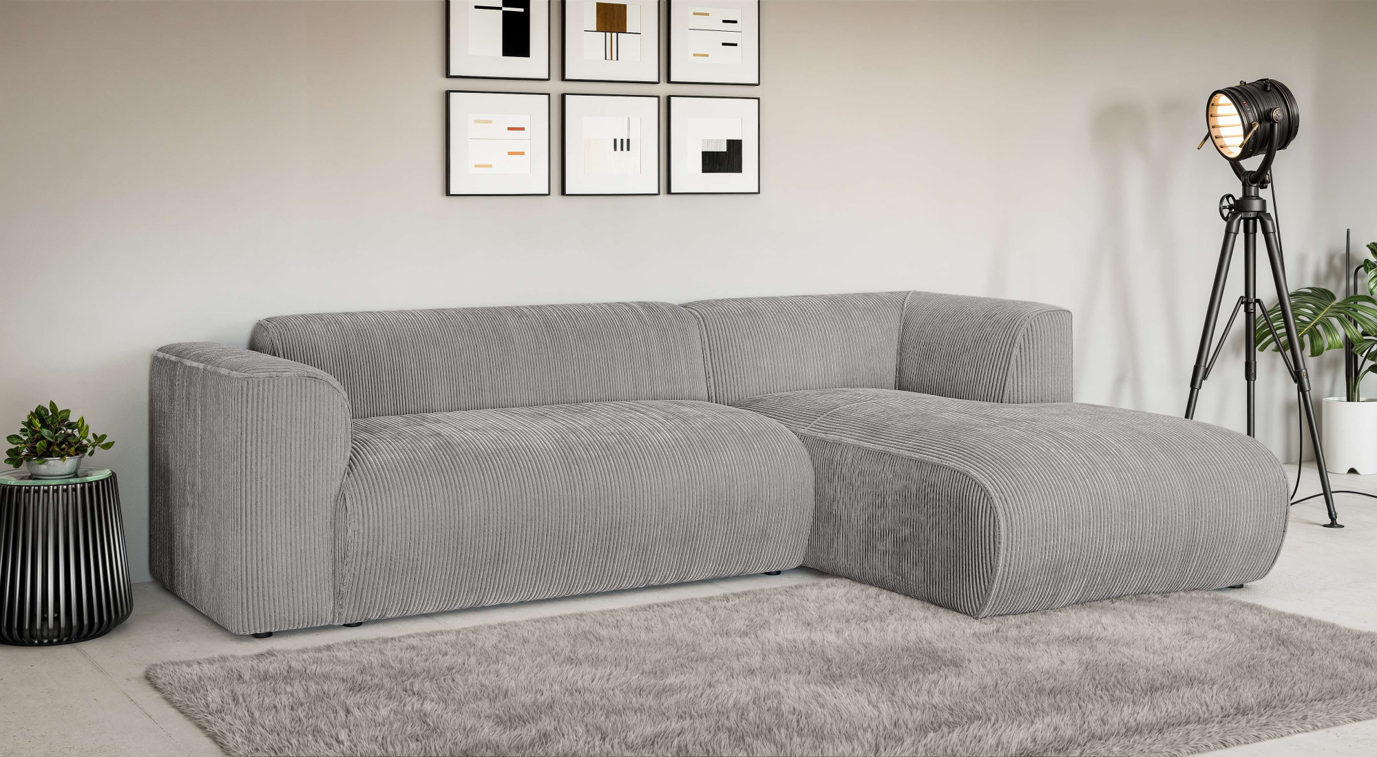 Home affaire Ecksofa "GENTON L-Form (257 cm), zeitlos & stilvolles Design," Aufwendig gepolstert, in Cord, Chenille und Struktur