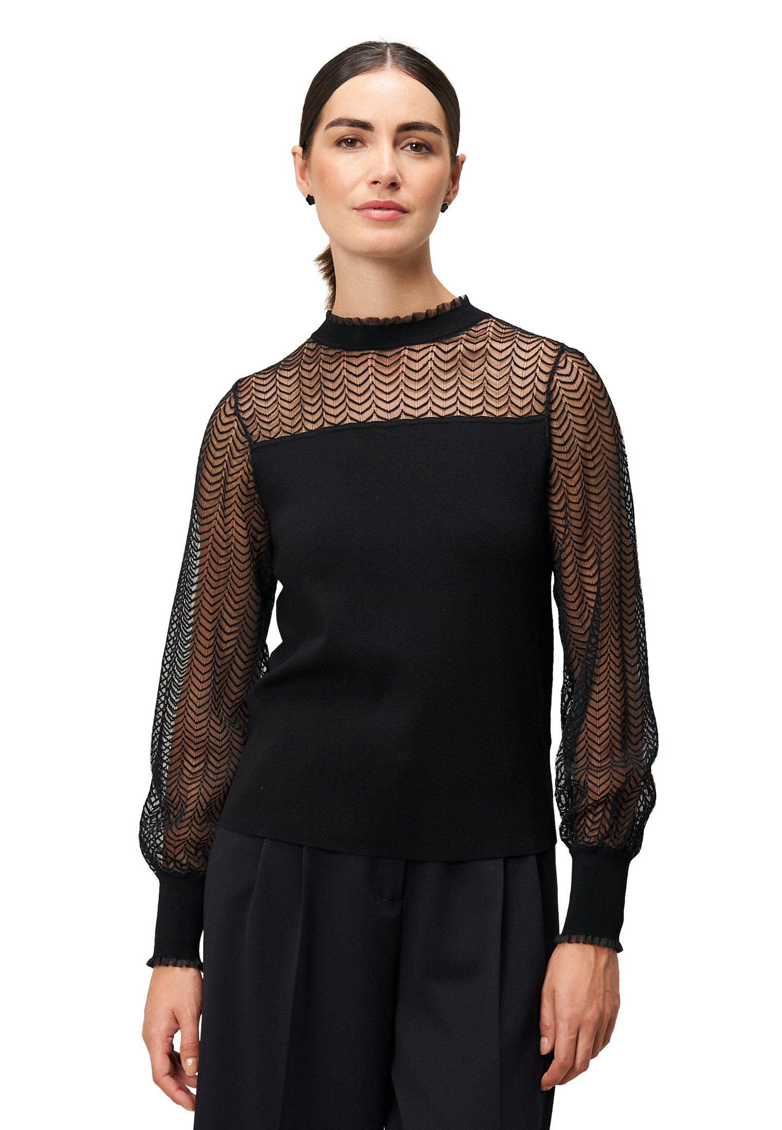 Zero Strickpullover "Damen mit transparenten Ärmeln", 1 Stk. Spitze günstig online kaufen