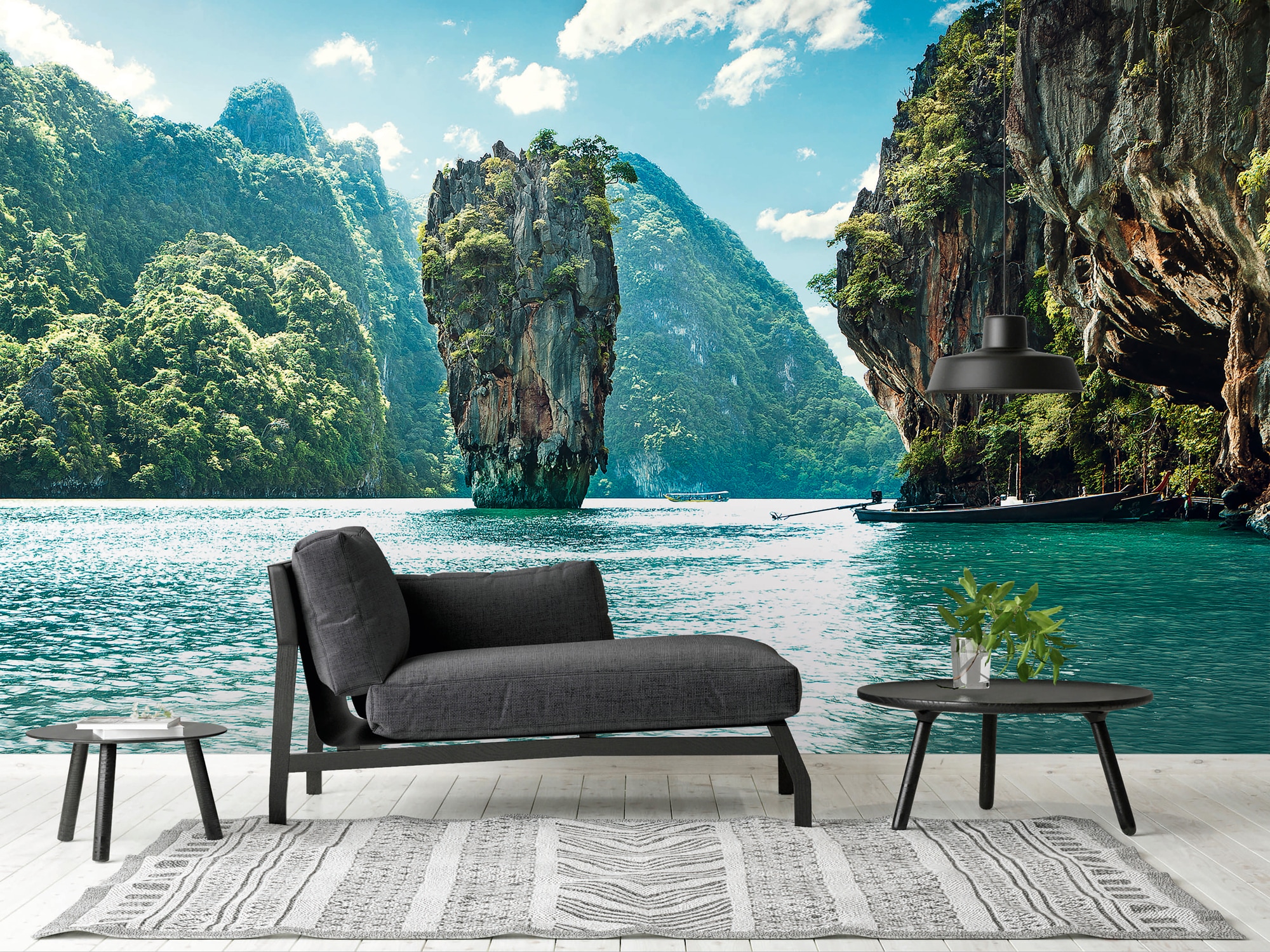 A.S. CRÉATION Vliestapete "Fototapete Felseninsel Thailand Türkis Exotisch", B/L: 2,55m x 3,5m, Rollen: 1türkis, Wohnzimmer, Tapeten