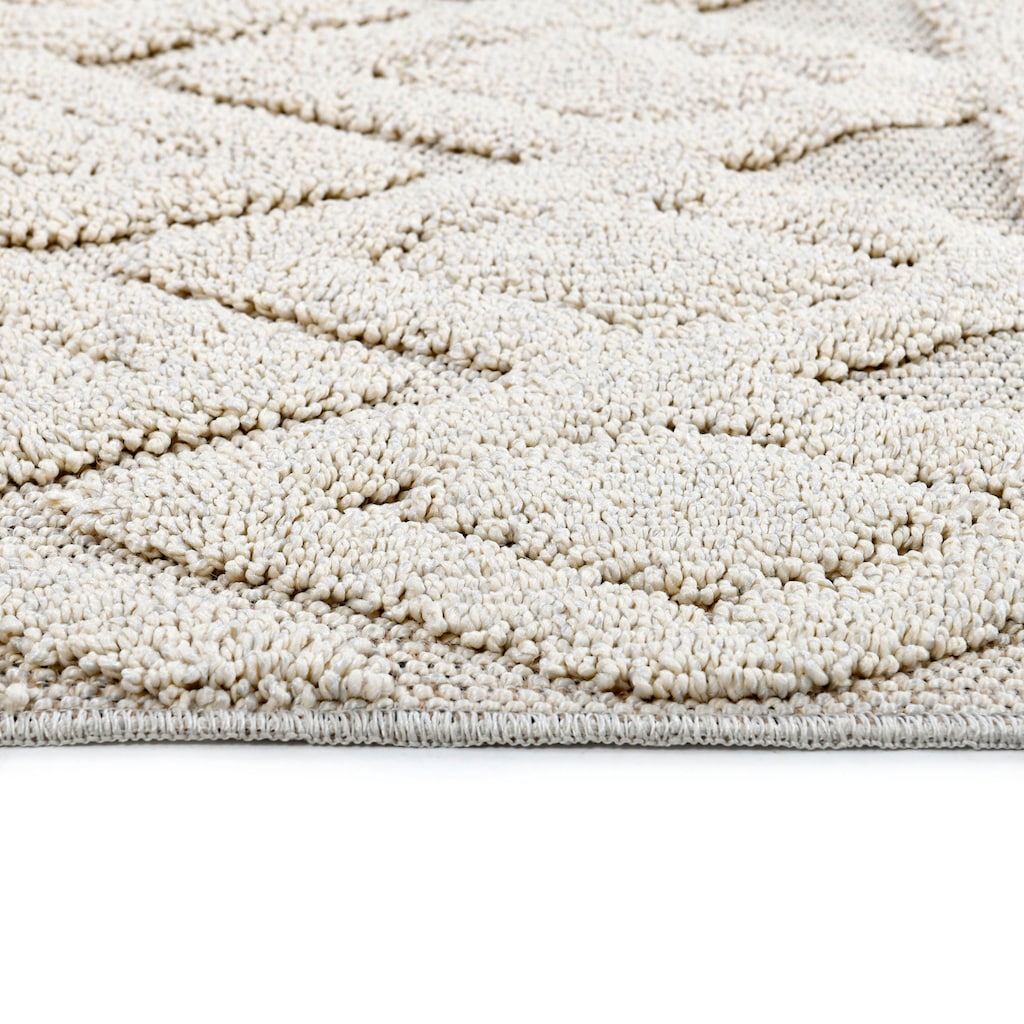 Home affaire Teppich »Duncan«, rechteckig, Hoch-Tief-Struktur, Woll-Look, Boho, mit Fransen, Outdoor geeignet