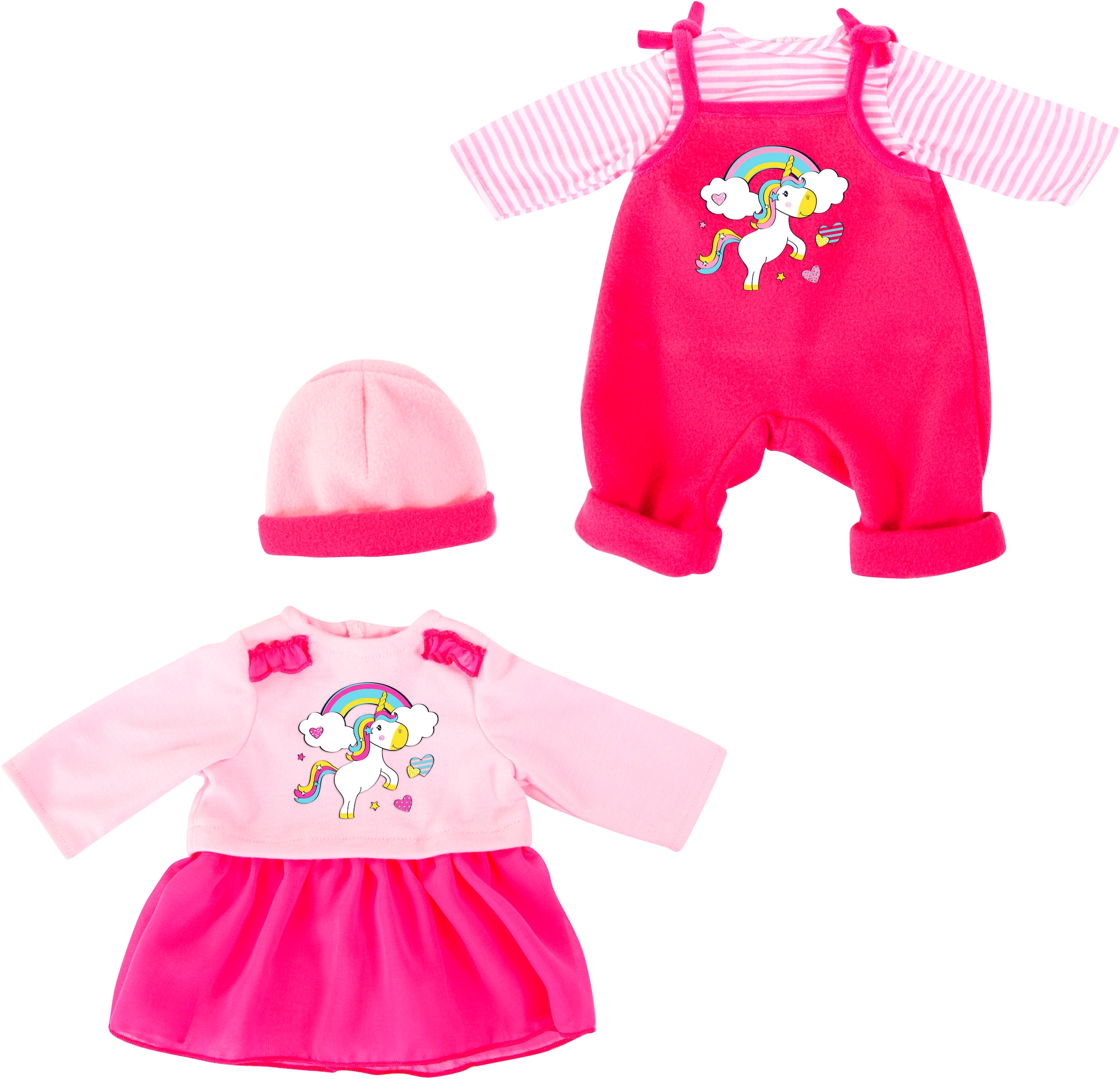BAYER Kinder Puppenkleidung "Latzhose/Kleid 38 cm", pink, Puppenkleidung