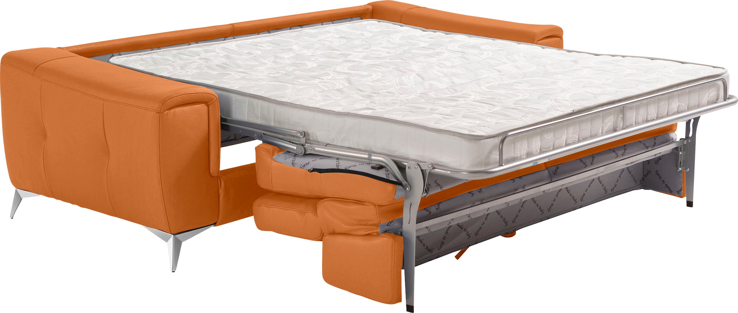 Egoitaliano Schlafsofa »Francine, Designsofa, Loungesofa mit Dauerschlaffunktion, Bettfunktion«, hochwertiger Metallbettrahmen & Matratze, Kopfteil manuell verstellbar