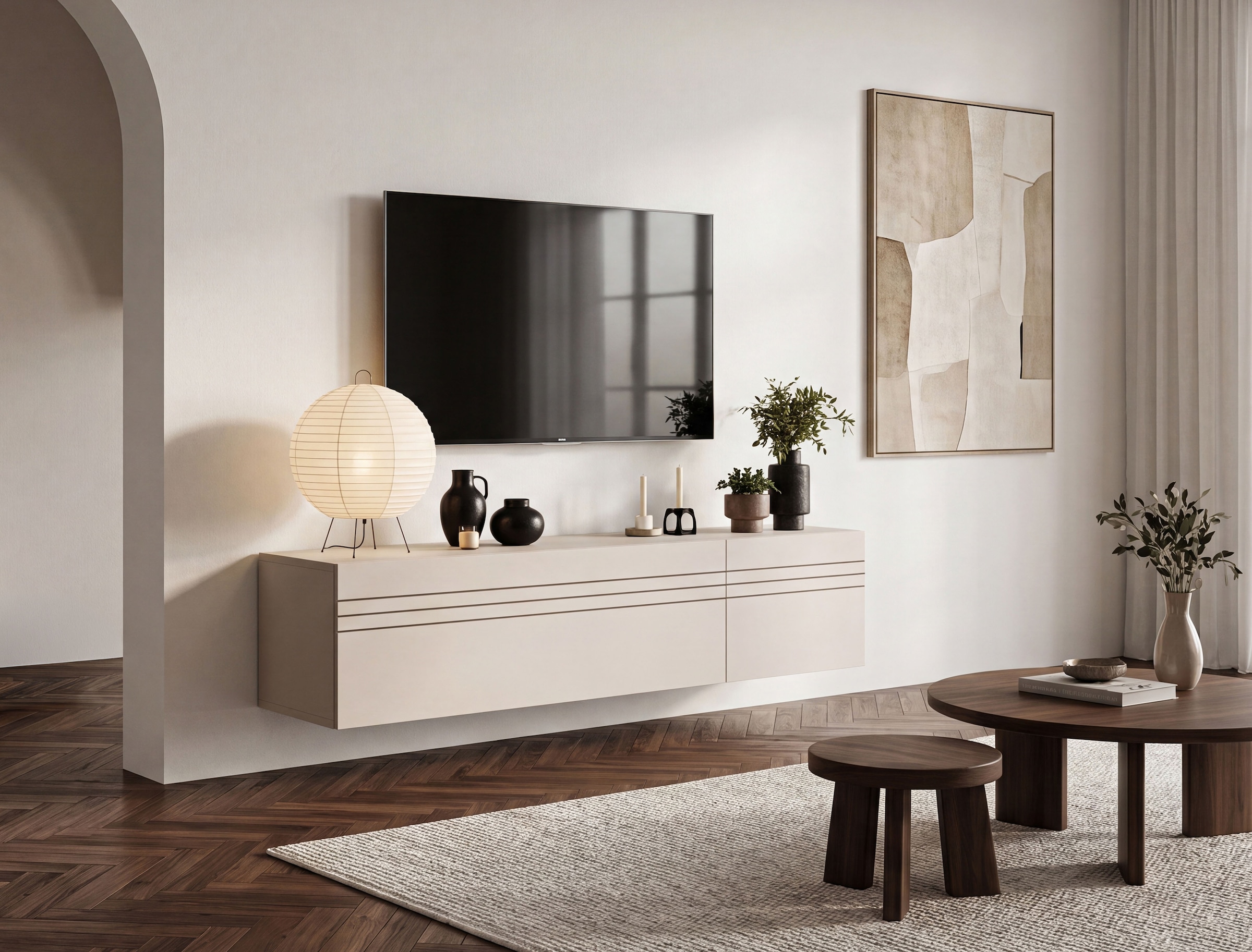 OTTO home Lowboard "SPIAGGIA, 2-teiliges Set, Breite 135cm, stehend & hängend montierbar" TV-Möbel, TV-Schrank, TV-Lowboard, Mediaboard