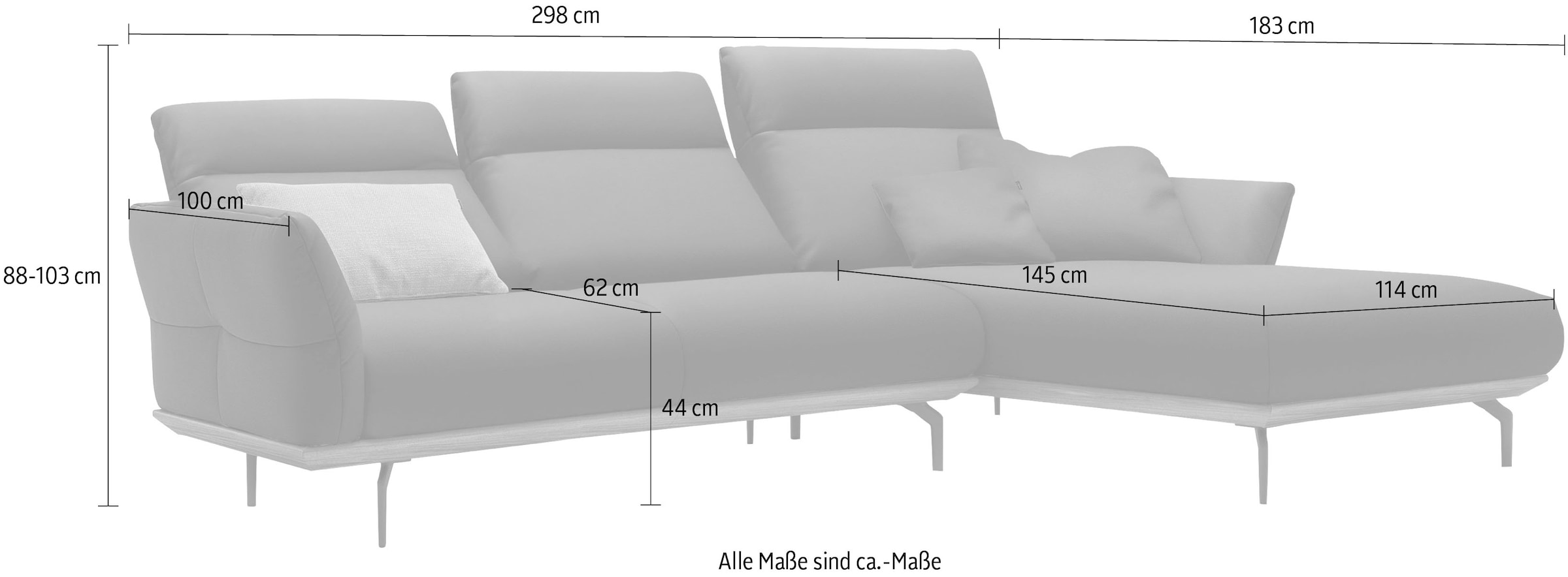 Creation BY ROLF BENZ Ecksofa »CR.460«, Sockel in Eiche, Alugussfüße in umbragrau, Breite 298 cm