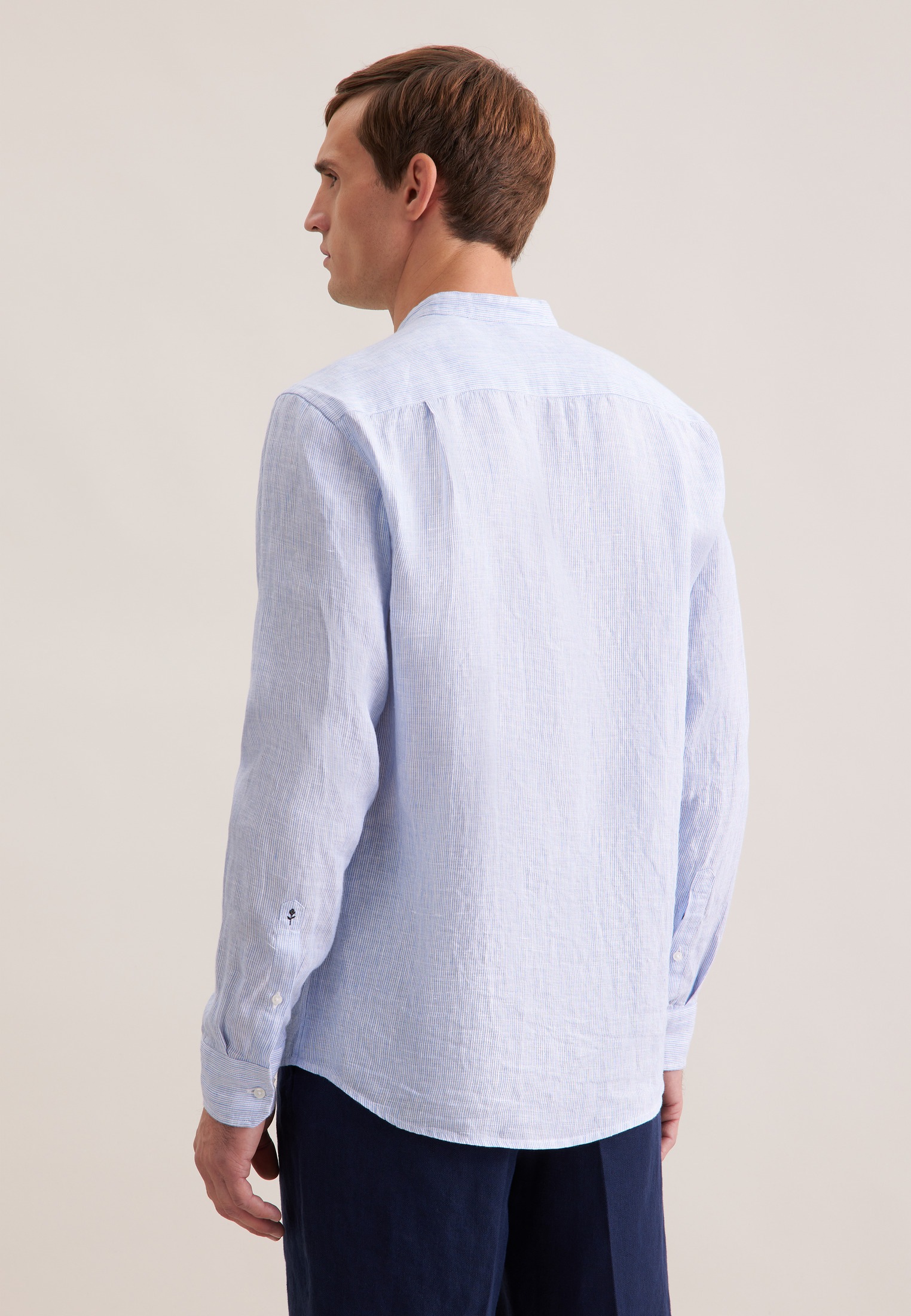 seidensticker Leinenhemd "Schwarze Rose" Regular 1/1 Stehkragen Gestreift günstig online kaufen