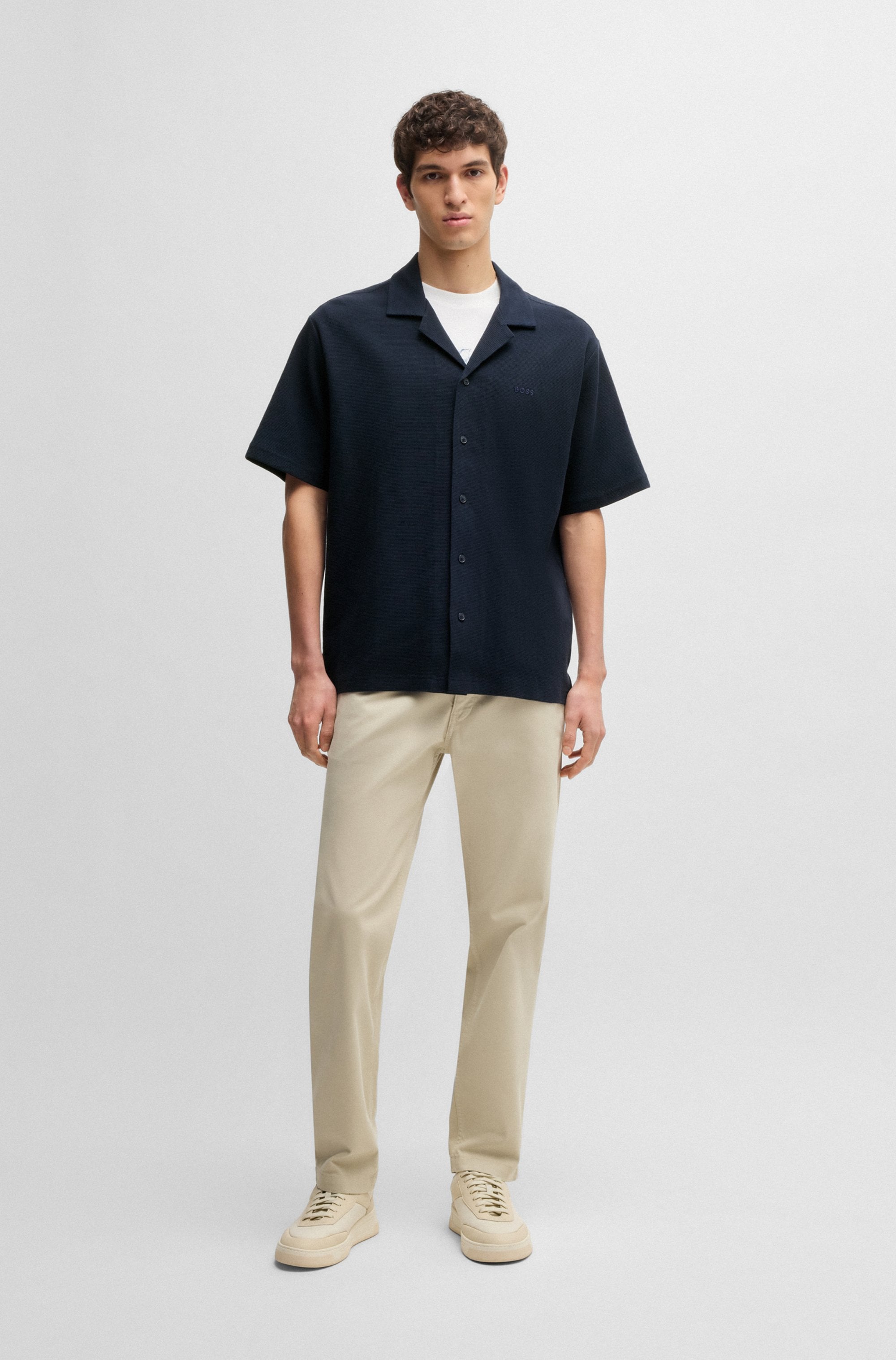 BOSS ORANGE Kurzarmshirt »Pe_waffleshirt«, mit Ton-in-Ton Logo