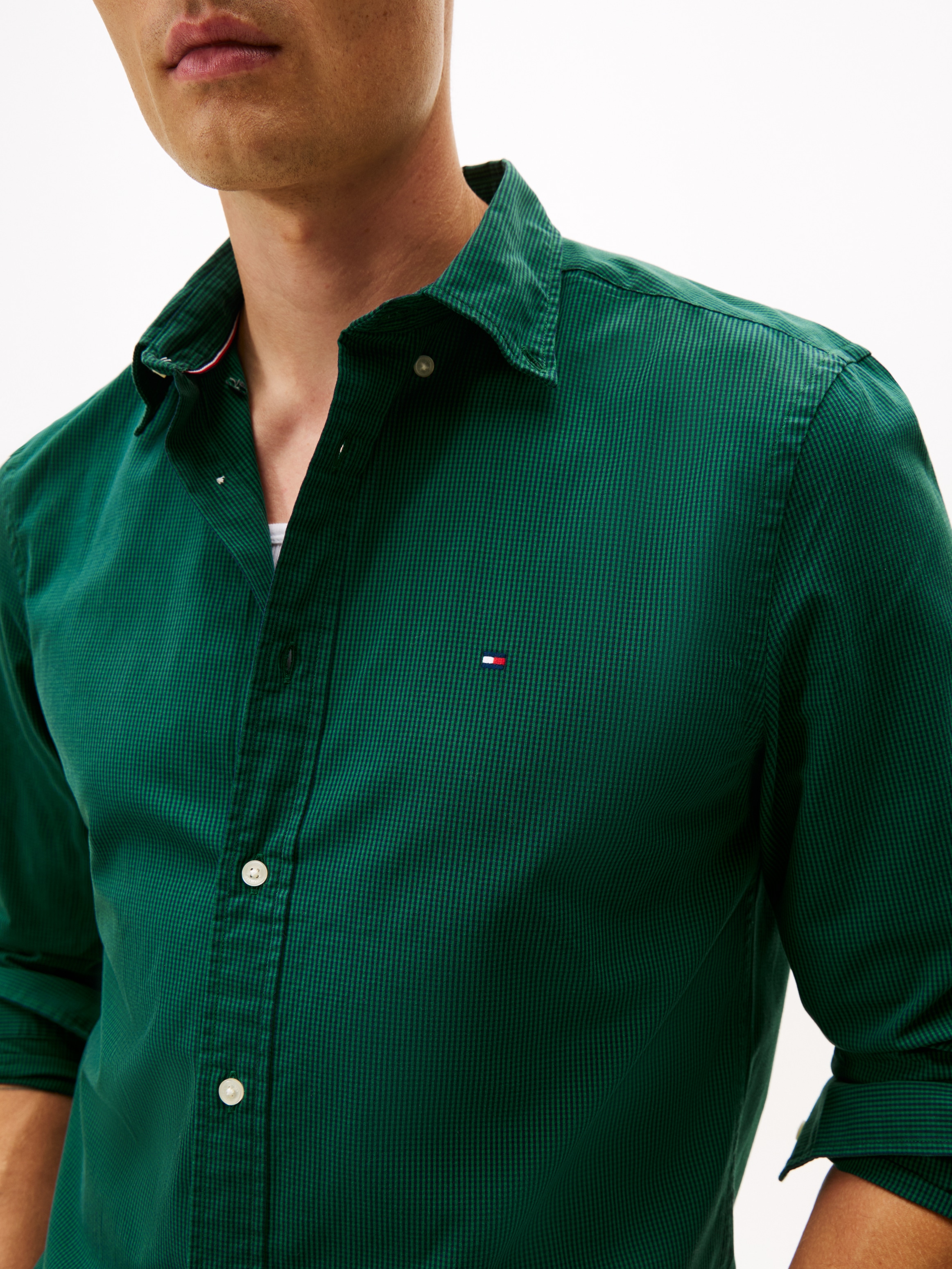 Tommy Hilfiger Langarmhemd »FLEX POPLIN MICRO GINGHAM«, mit Vichy Karo, Button-down-Kragen, Regular Fit