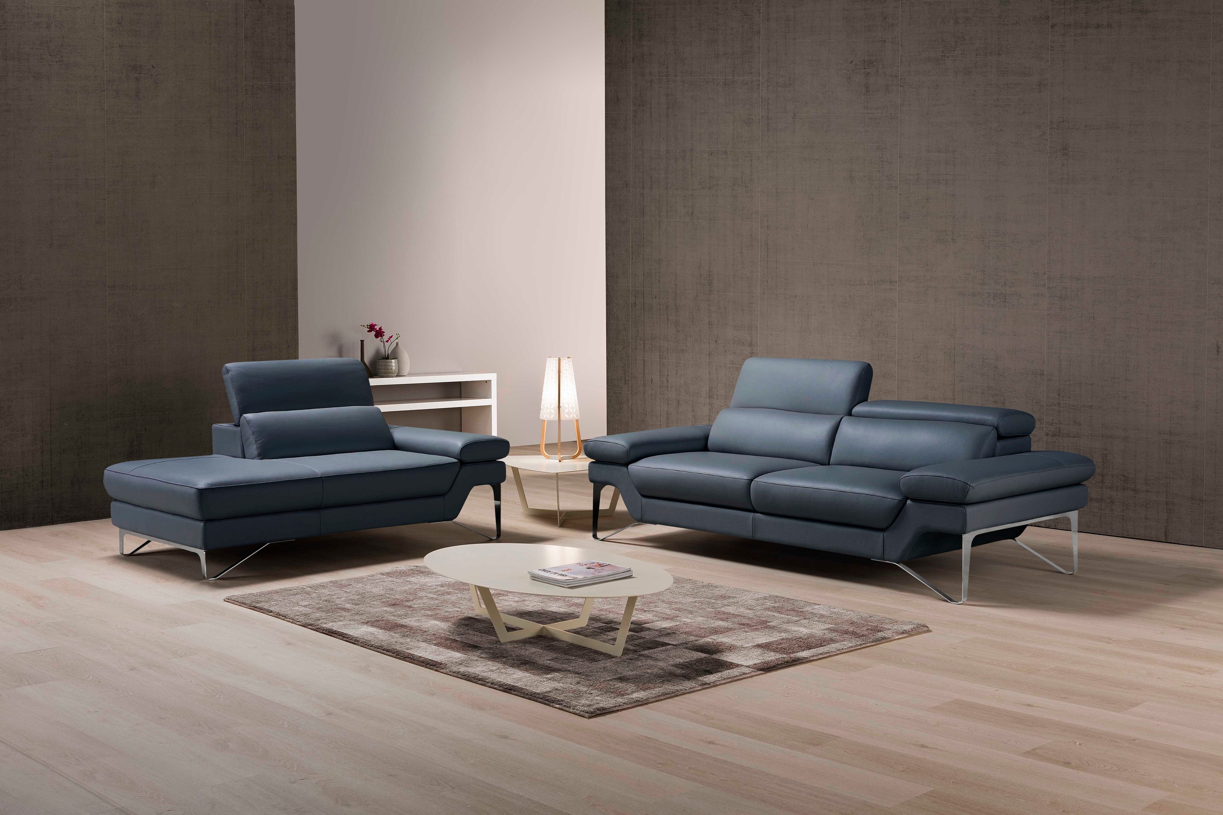Egoitaliano Polstergarnitur "Princess Design und Sitzkomfort im Einklang, bequem und hochwertig" Set aus 2,5 Sitzer und freitehende Ottomane, Kopfstützen verstellbar