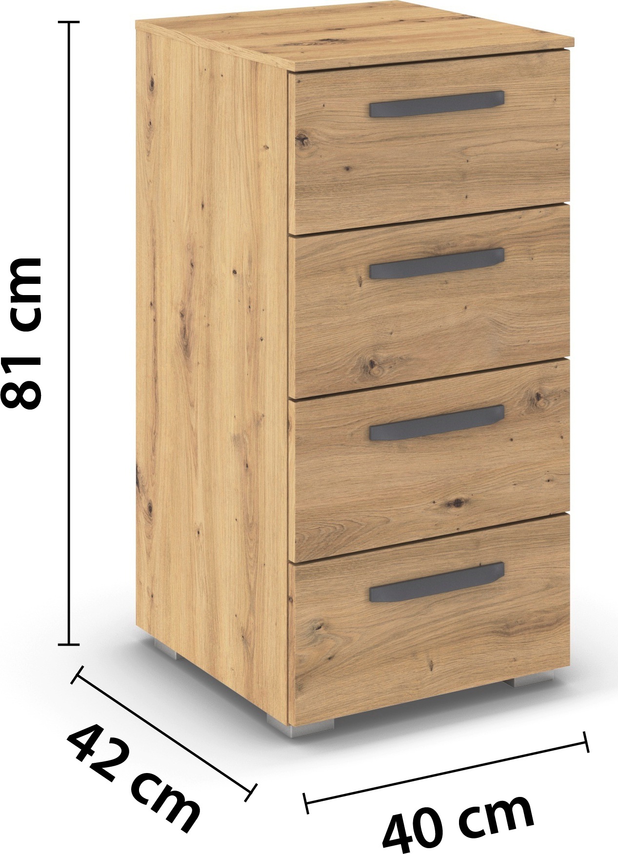 rauch Schubkastenkommode »Sideboard Schubladenkommode OTELI mit Dekor- und Hochglanzfront« Breite 40 cm inkl. Soft-Close-Funktion,  mit 4 geräumigen Schubladen für viel Stauraum MADE IN GERMANY
