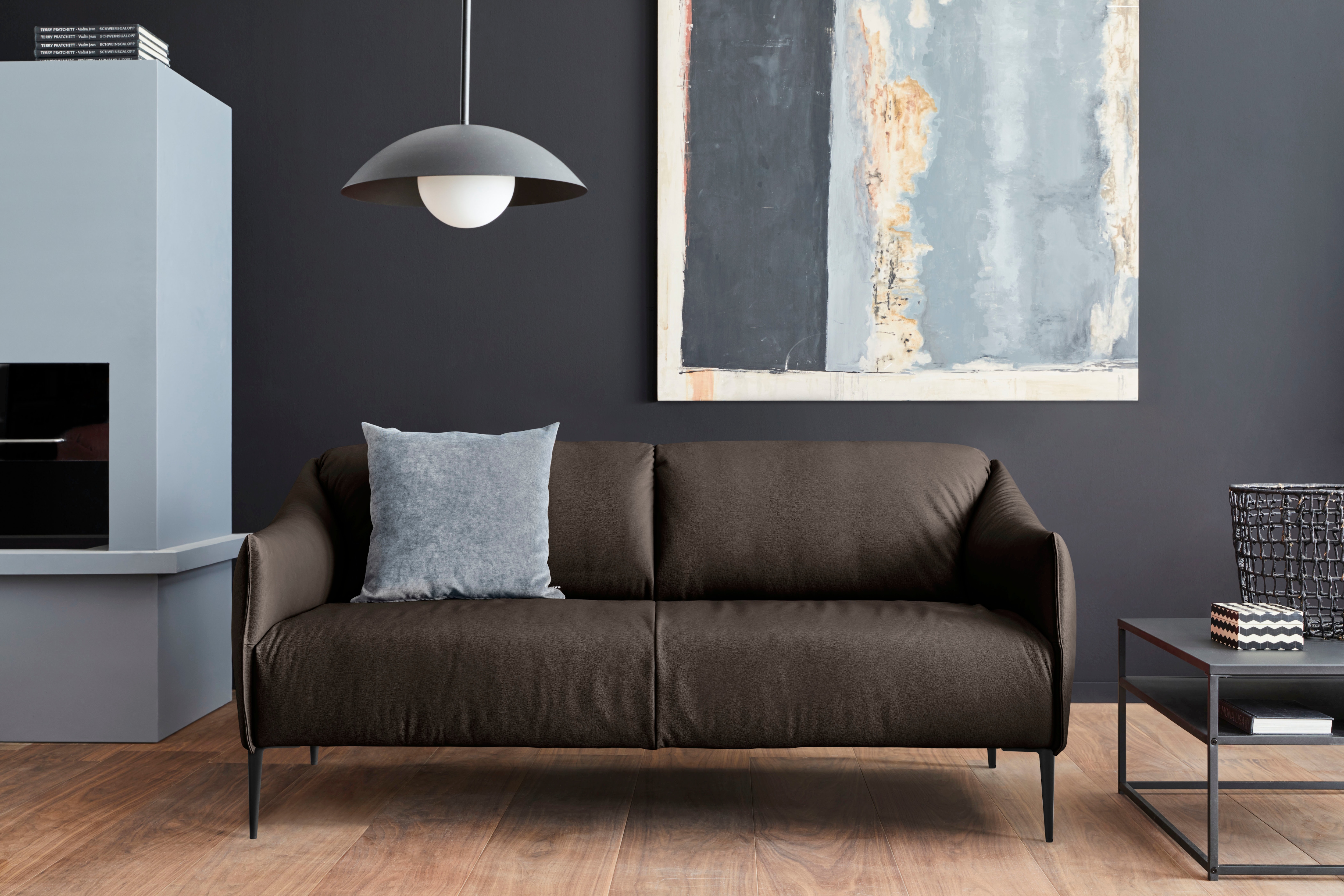 W.SCHILLIG 2,5-Sitzer "sally Design-Sofa, Loungesofa, bequem, schmale Armlehnen, Breite 194cm" mit Metallfüßen in Schwarz pulverbeschichtet, Breite 194 cm