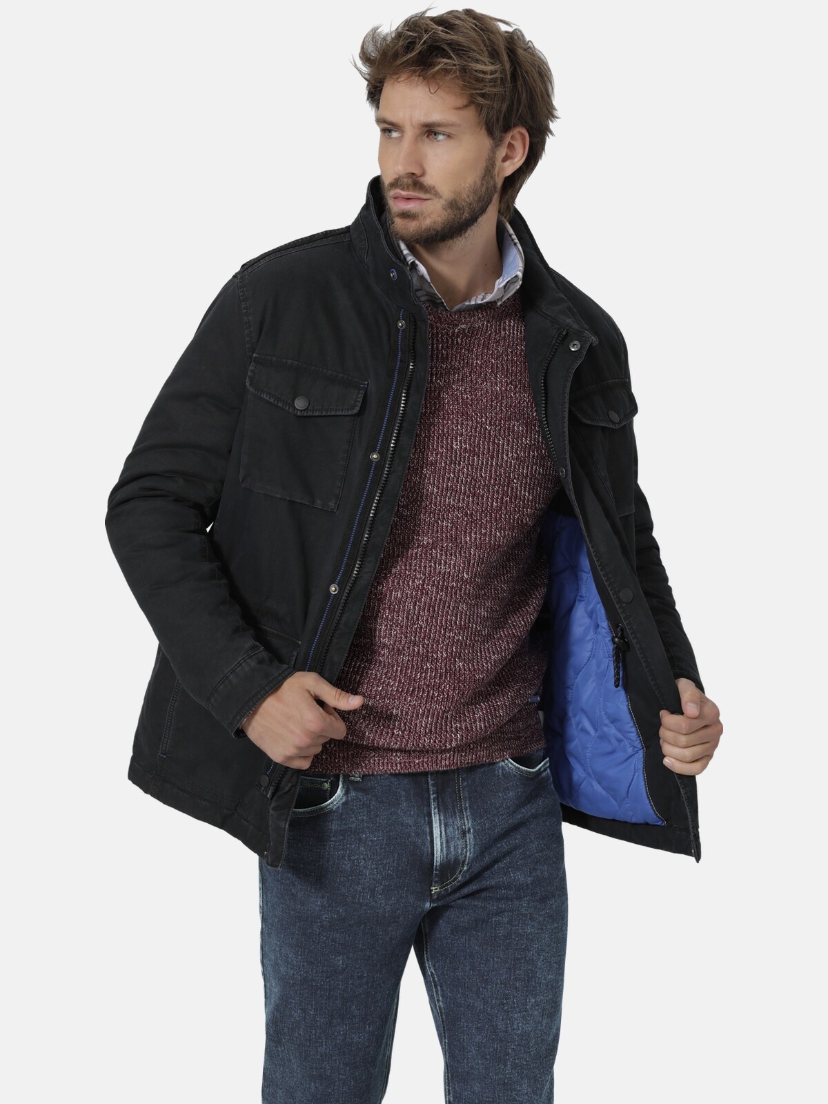 Outdoorjacke BABISTA "Jacke ROMANTERRA", Herren, Gr. 56, blau (dunkelblau), Obermaterial: 100% Baumwolle CO., Jacken Outdoorjacke