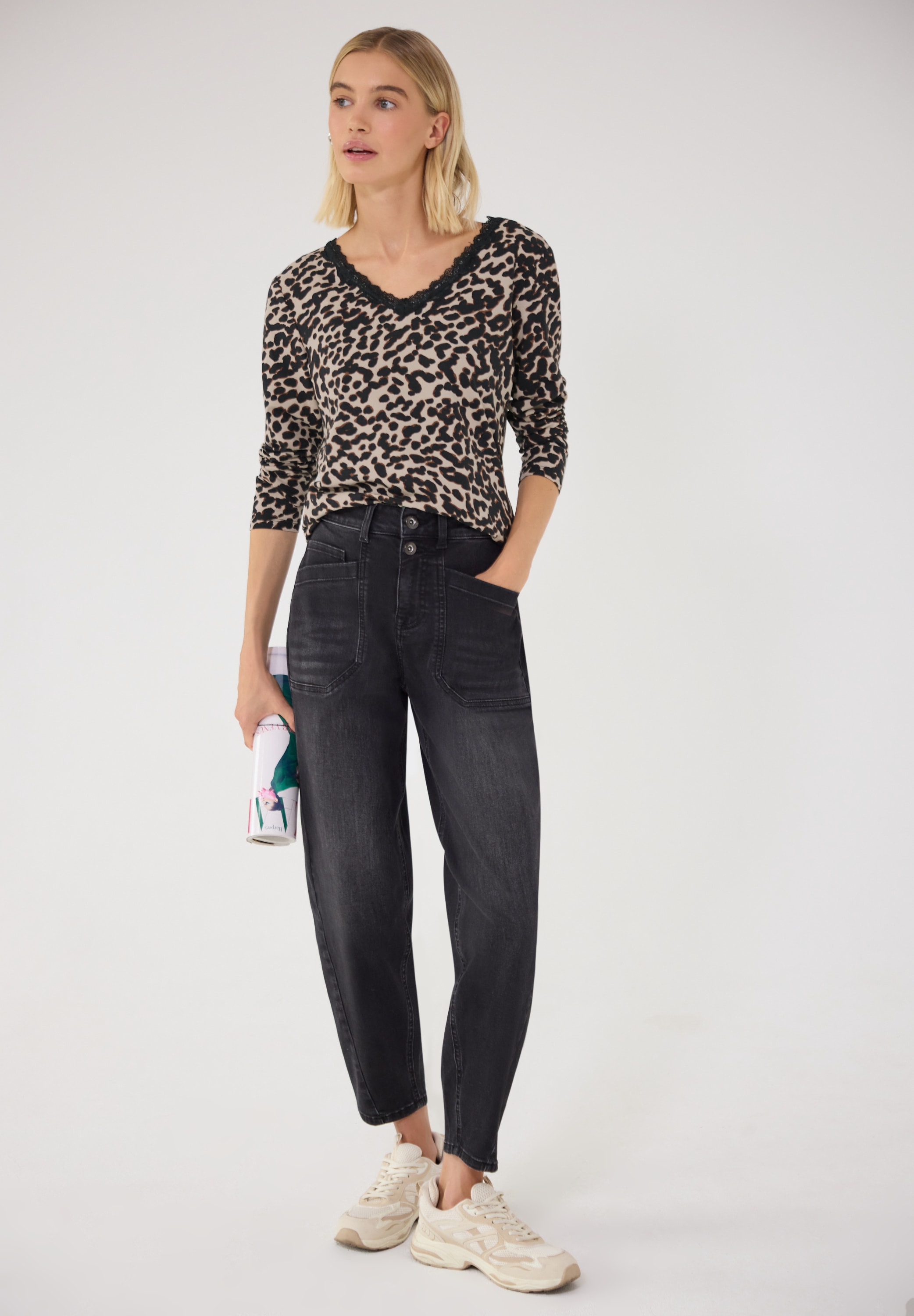STREET ONE STUDIO Langarmshirt mit Spitzendetails