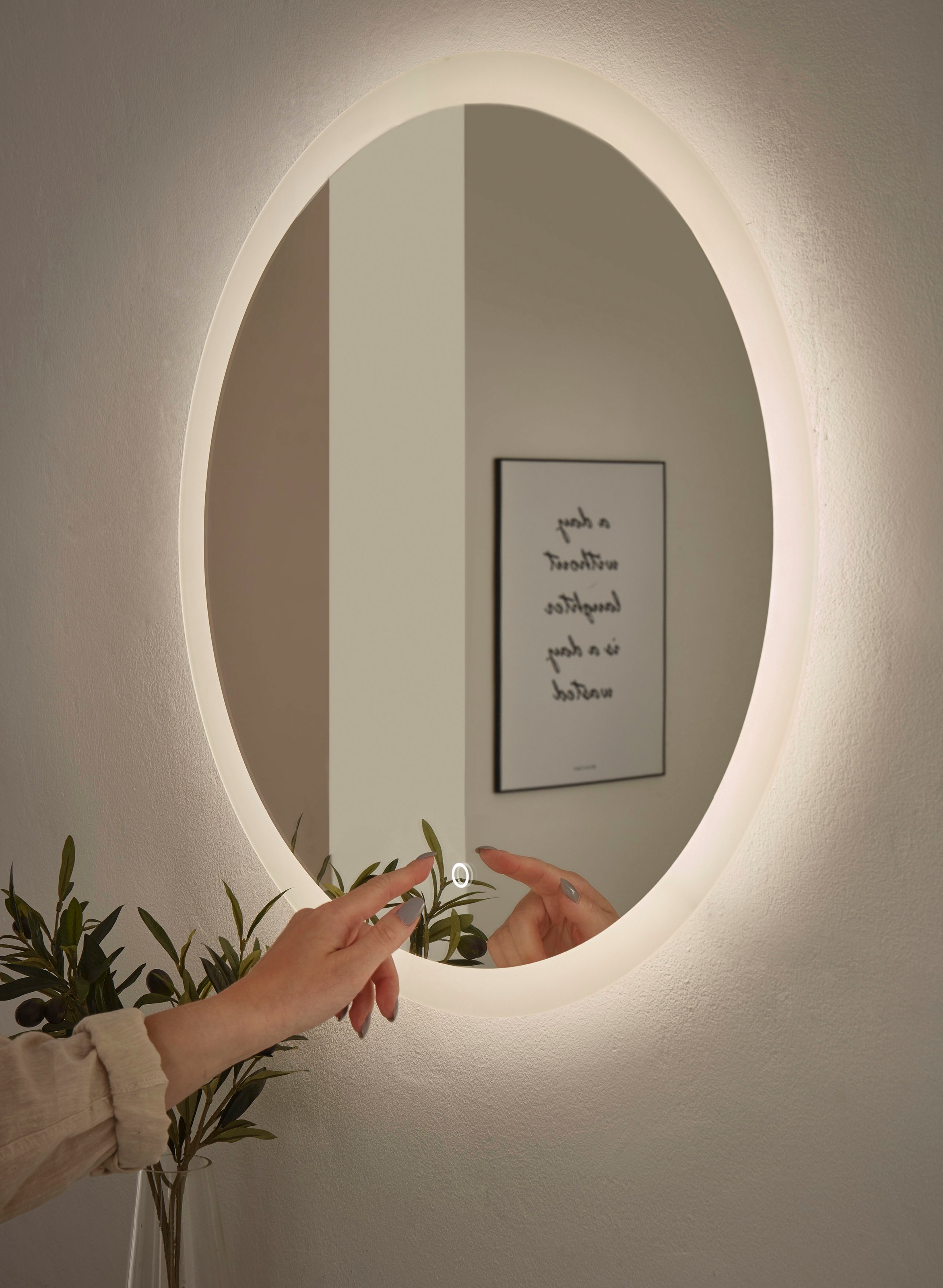 Home affaire Badmöbel-Set »Detroit, Bad im Industrialdesign, inkl. LED, 2-teiliges Badezimmer«, (2 St.), Unterschrank mit offenen Fächern & Stauraum, holzfarben, Rundspiegel