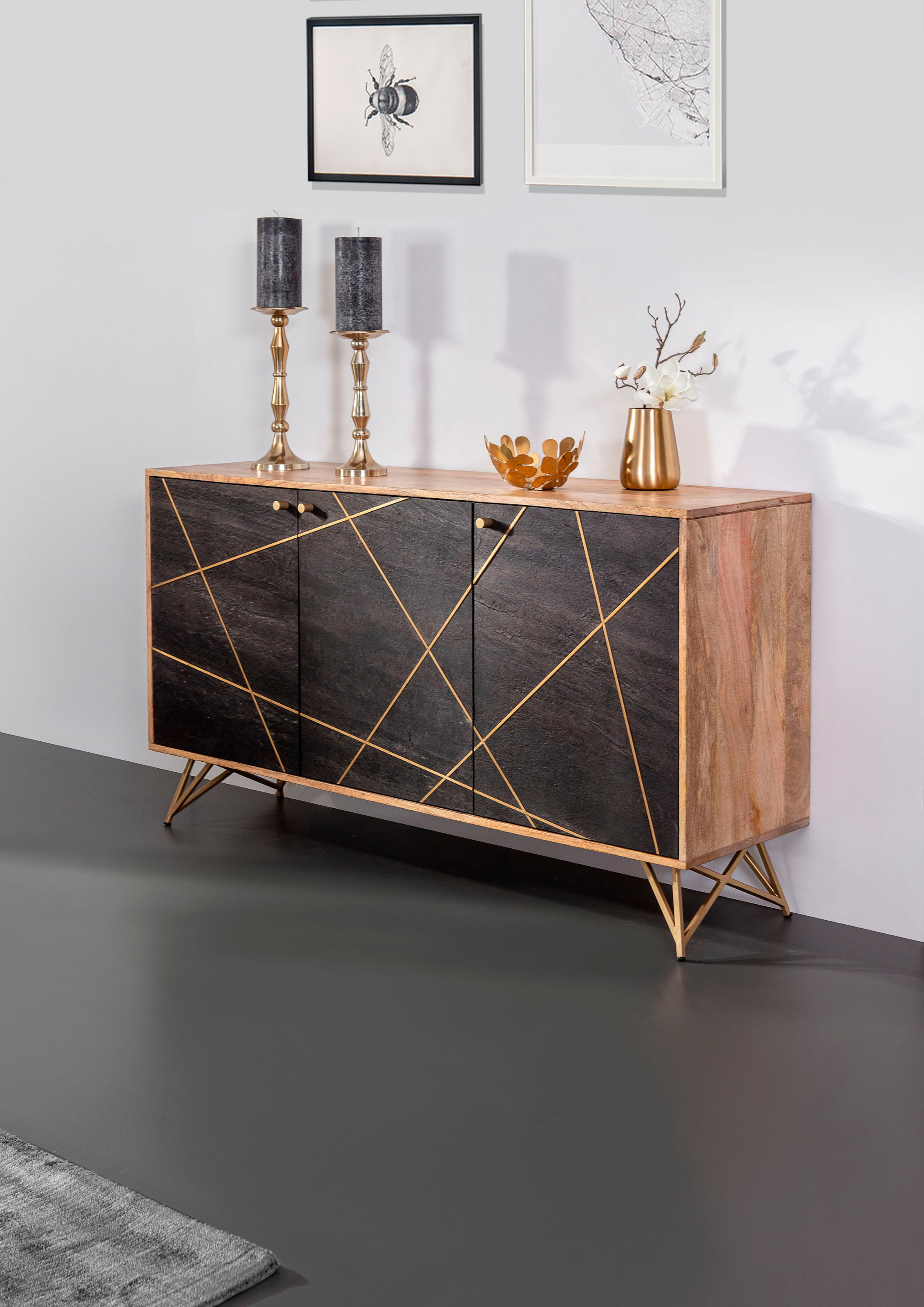 Gutmann Factory Sideboard "Lennon", Kommode mit Echtsteinfurnier und Messin günstig online kaufen