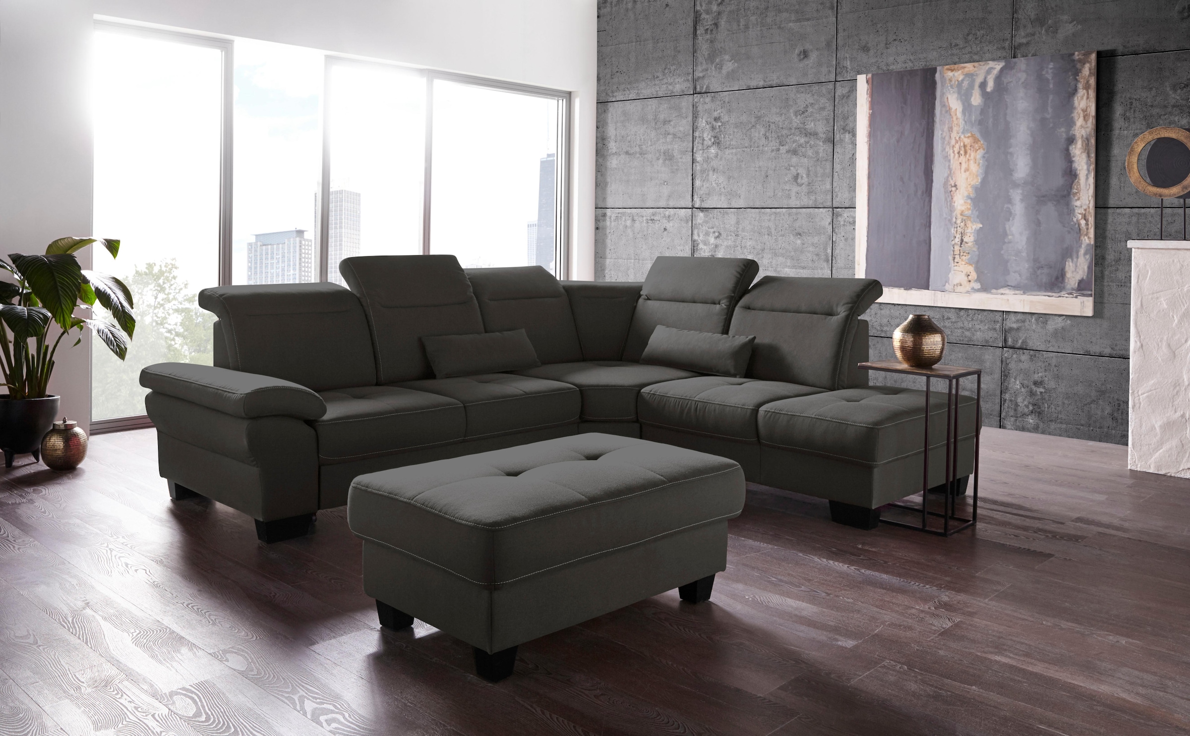 OTTO home Ecksofa "Cornwall L-Form" mit Sitztiefenverstellung, Schlaffunktion & Kopfteilverstellung