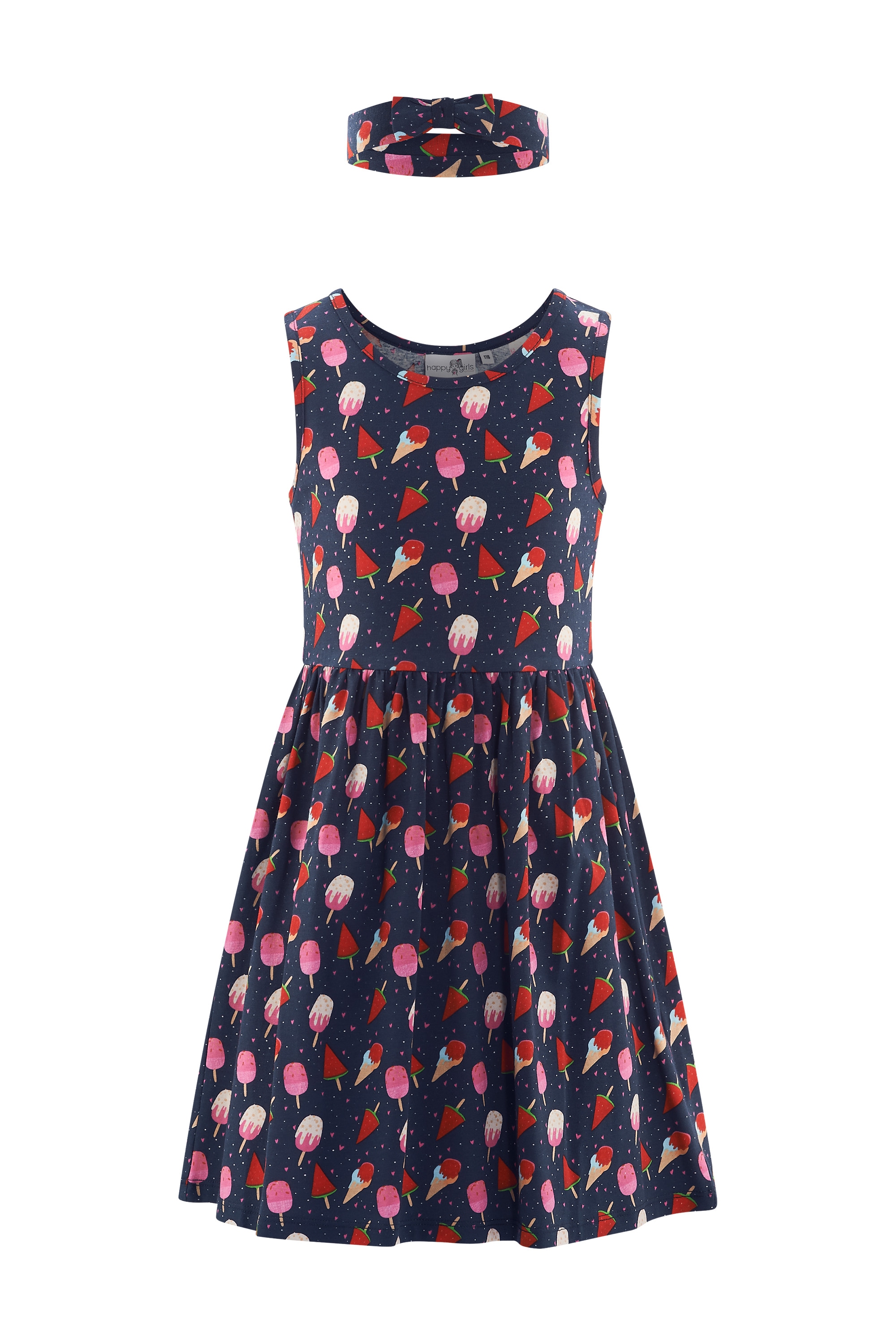 Sommerkleid HAPPY GIRLS "Mädchenkleid", Mädchen, Gr. 110, EURO-Größen, navy, Stoff, 100% Baumwolle, normal, Kleider Sommerkleid