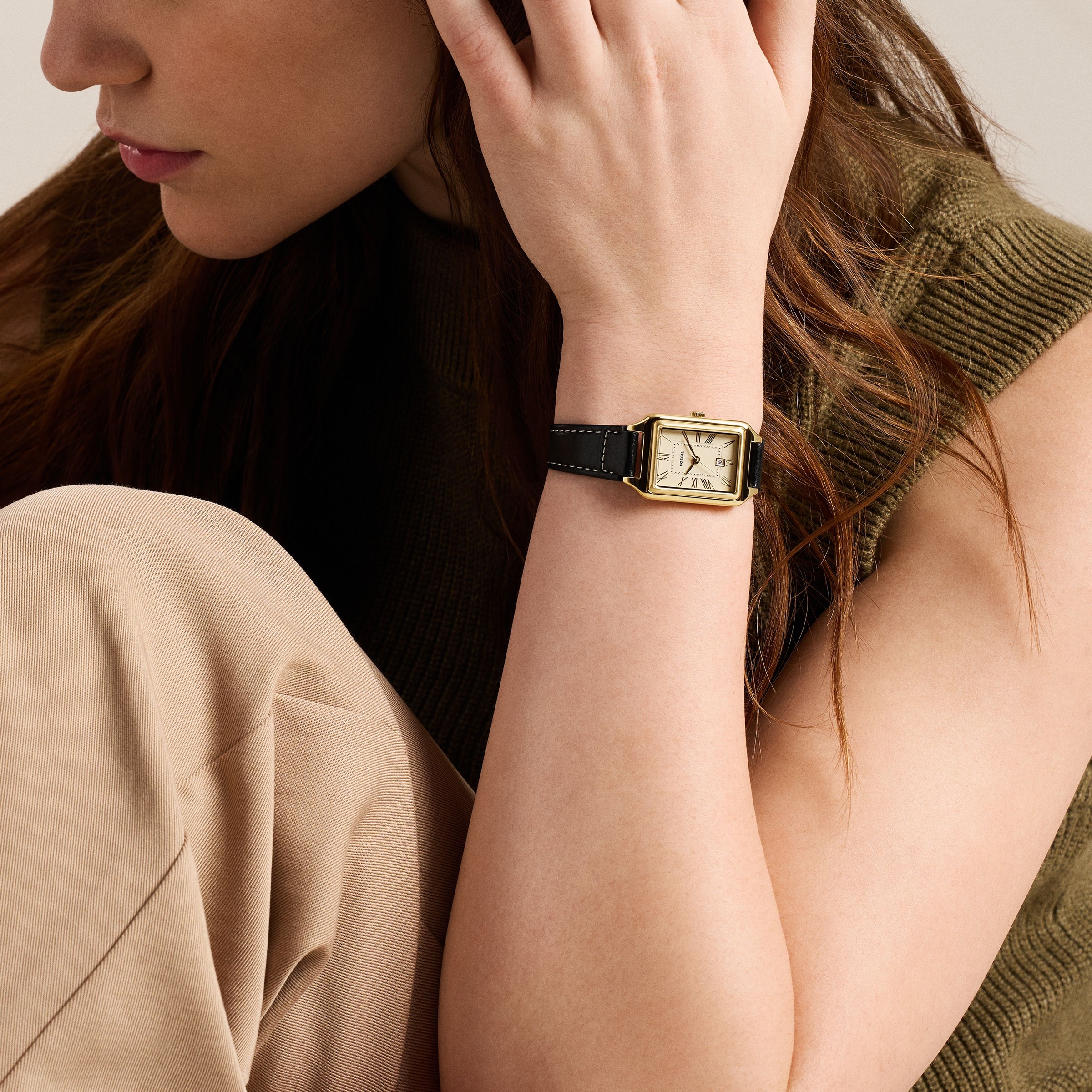 Fossil Quarzuhr »Raquel« Armbanduhr, Lederarmband, analog, Tag